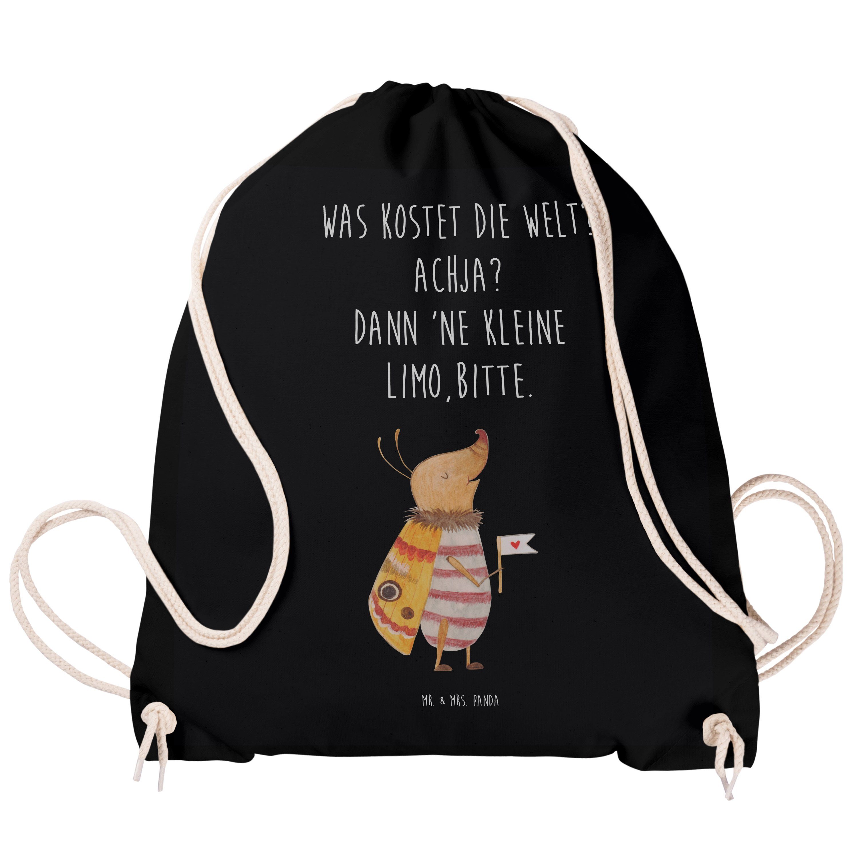 Damen Gepäck|Taschen & Rucksäcke Mr. & Mrs. Panda Sporttasche Nachtfalter mit Fähnchen - Schwarz - süß, niedlich, Tasche, Tiere,