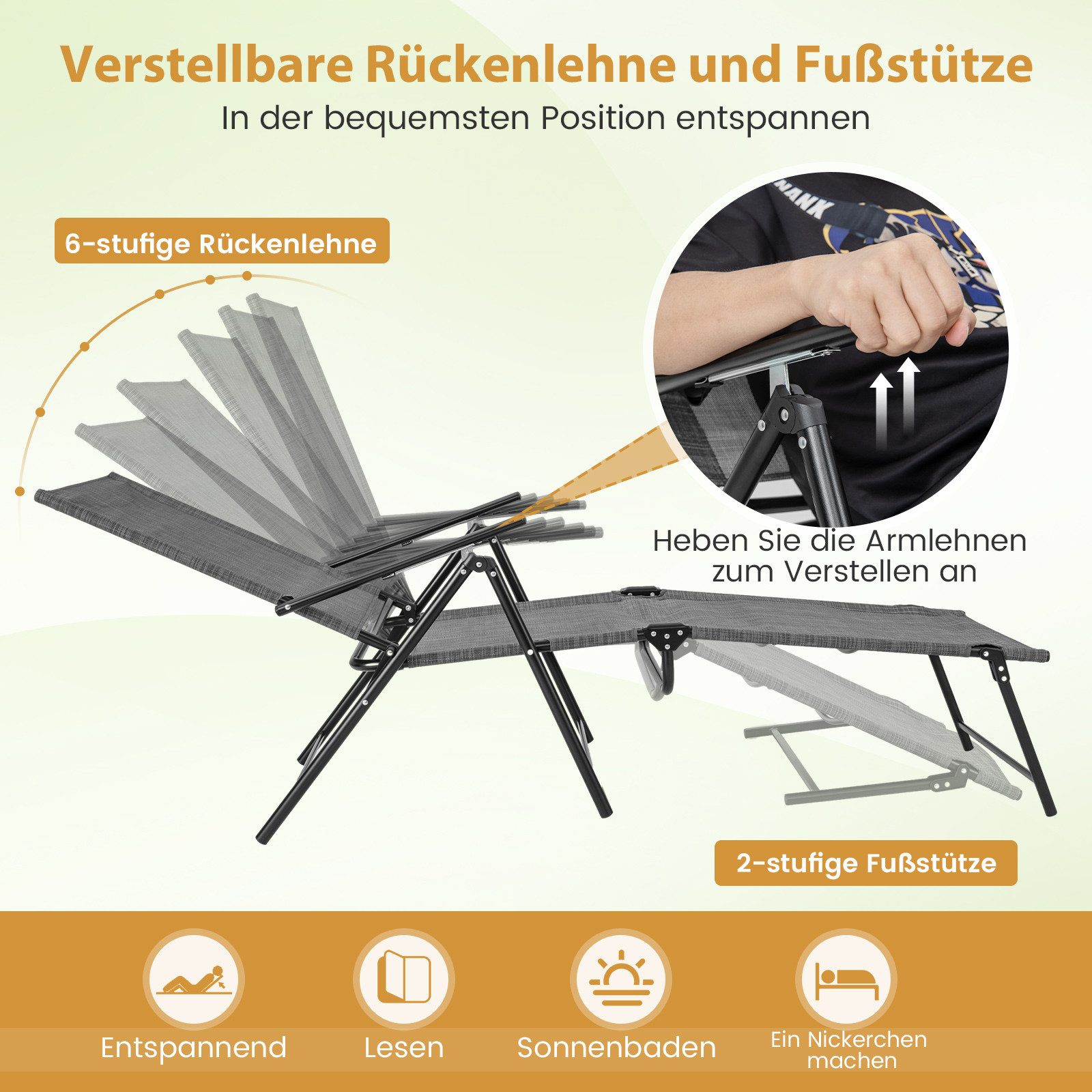 COSTWAY Gartenliege, 2 St., klappbar mit günstig online kaufen