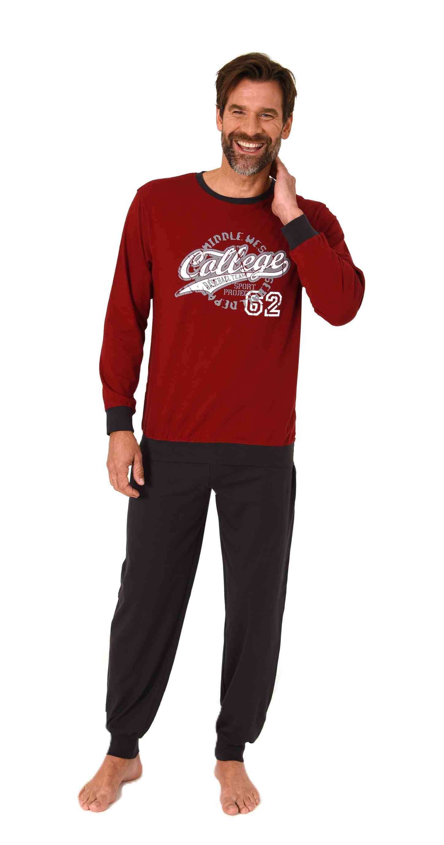Normann Pyjama Normann Herren langarm Schlafanzug mit Bündchen Pyjama mit F günstig online kaufen