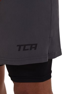TCA Trainingsshorts TCA Herren 2-in-1 Laufhose - Grau (2X RV-Tasche) (1-tlg)