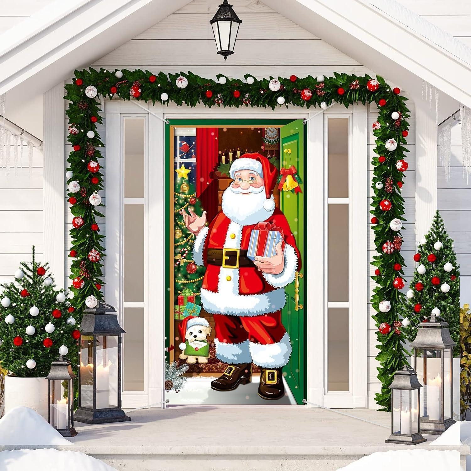 LuxusKollektion Weihnachtsfigur Weihnachtsmann Türabdeckung Weihnachten Türhänger 180x90cm Rot (1 St)