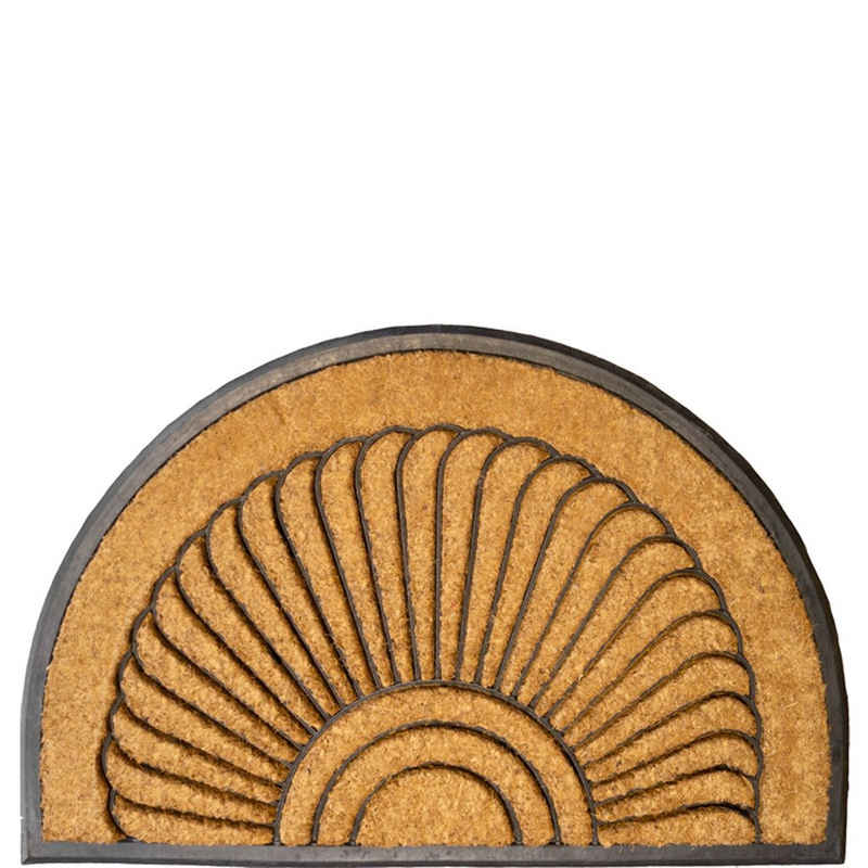Fußmatte AKZENTE Coco Rubber Fußmatte Kokosfaser MUSCHEL XL HALBRUND 60 x 100 cm, akzente, Halbrund, Höhe: 16 mm, rutschfeste Rückseite