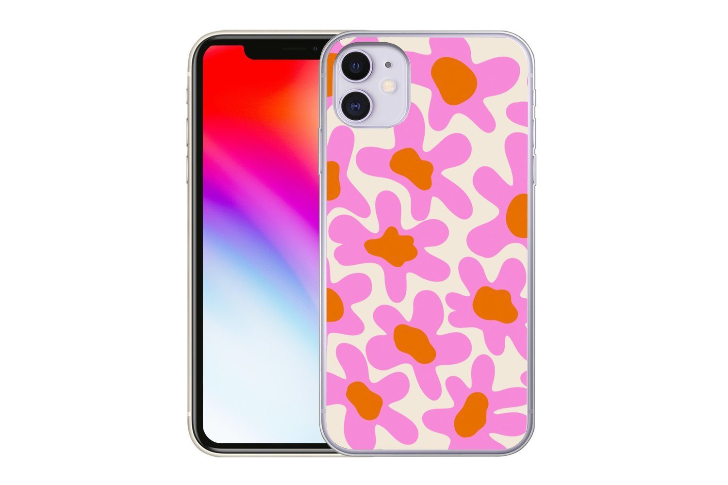 MuchoWow Handyhülle für Apple iPhone 11 Blume - Rosa - Muster, Smartphone-Bumper, Print, Handy Schutzhülle Dünn