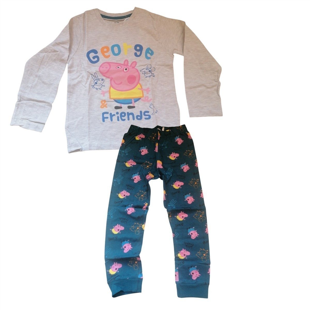 Peppa Pig Pyjama Kinder-Pyjama, lang, Peppa Pig, "George & Friends", (Set, 2 tlg., Oberteil, Hose)
