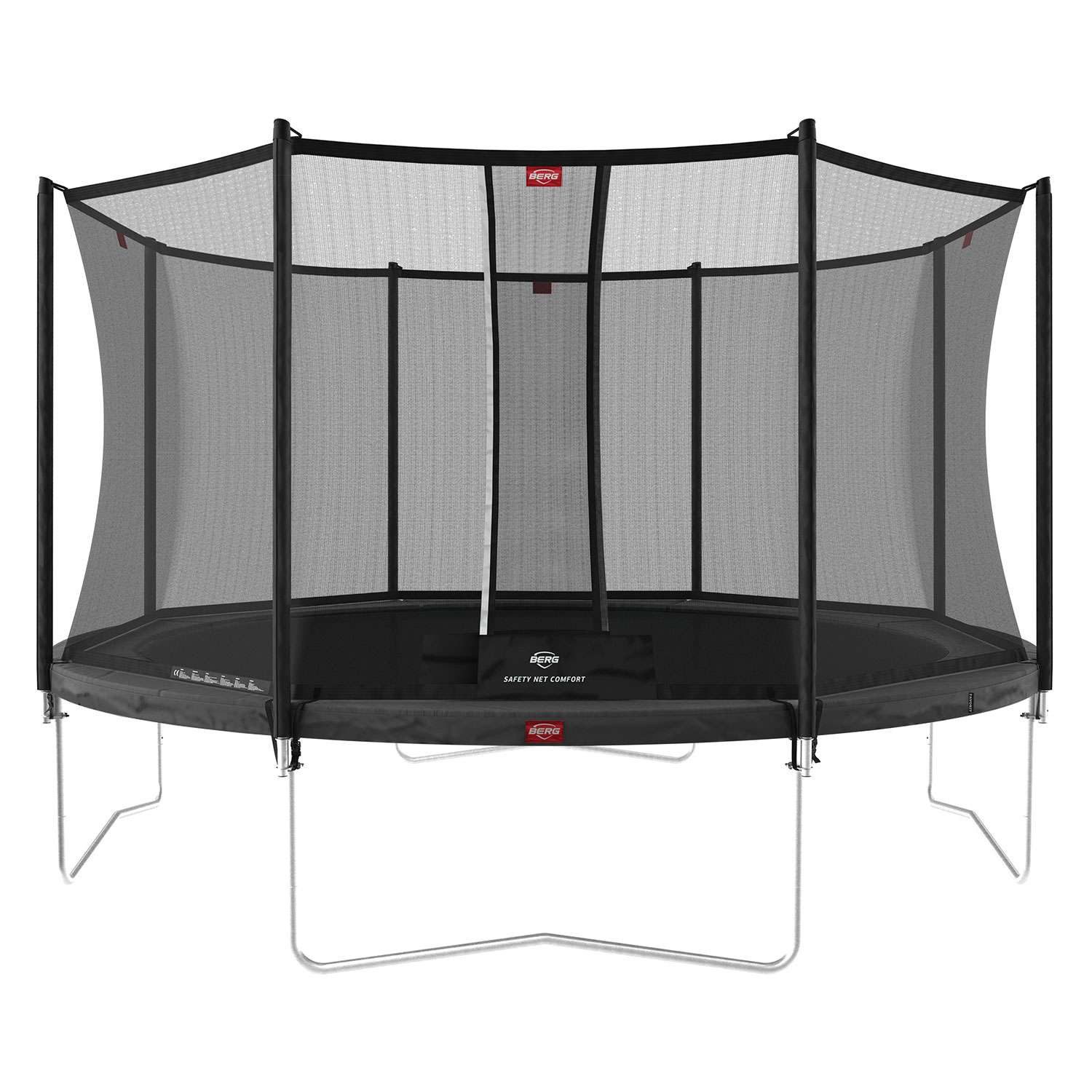 Gartentrampolin rund 430 cm grau mit Sicherheitsnetz Comfort Favorit Regular