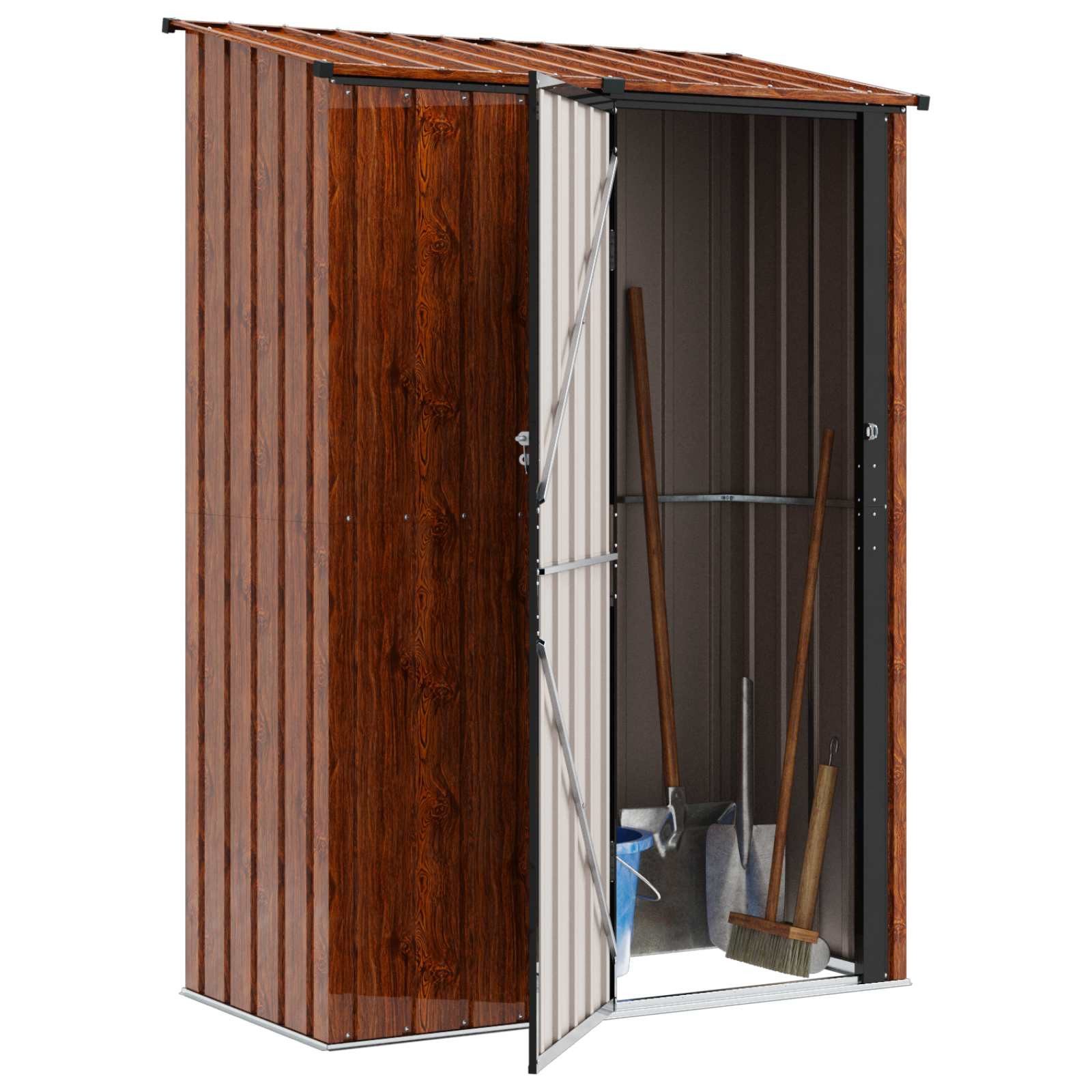 vidaXL Gartenhaus Gartenhütten Braun 140,5 x 74 x 200 cm Metall