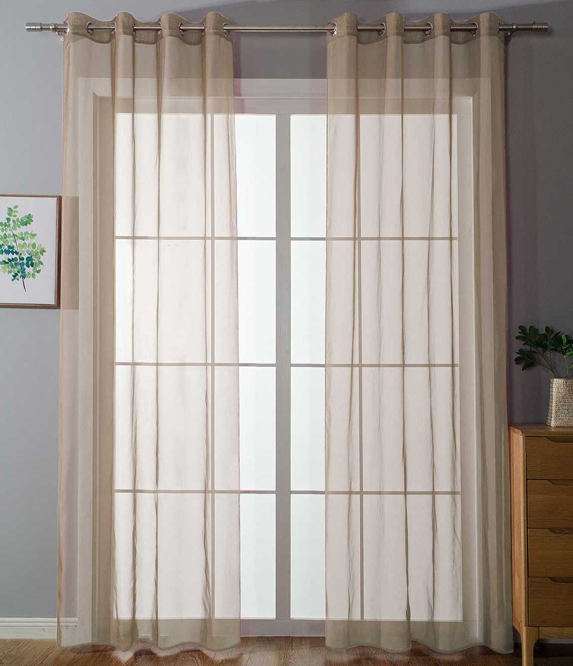 Gardinenbox Gardine (2 St), Ösen, transparent, Voile, Ösenvorhänge Voile »Uni« Bleibandabschluß 20332-cn2