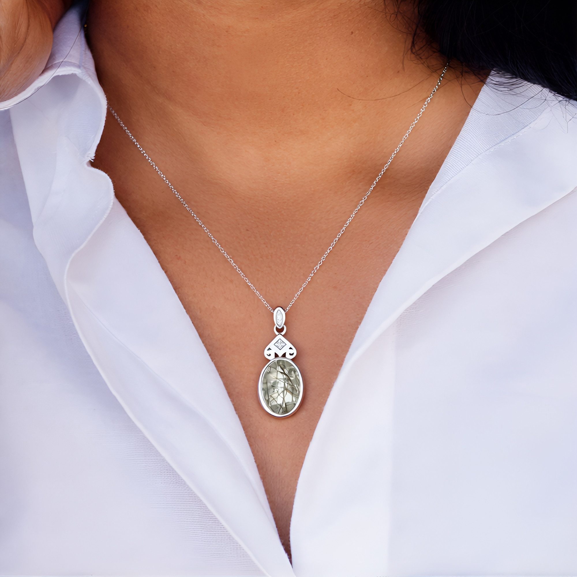 Cavill Kettenanhänger Cavill Silberanhänger mit 3,98 ct schwarzem Rutilquarz & Zirkon (1-tlg)