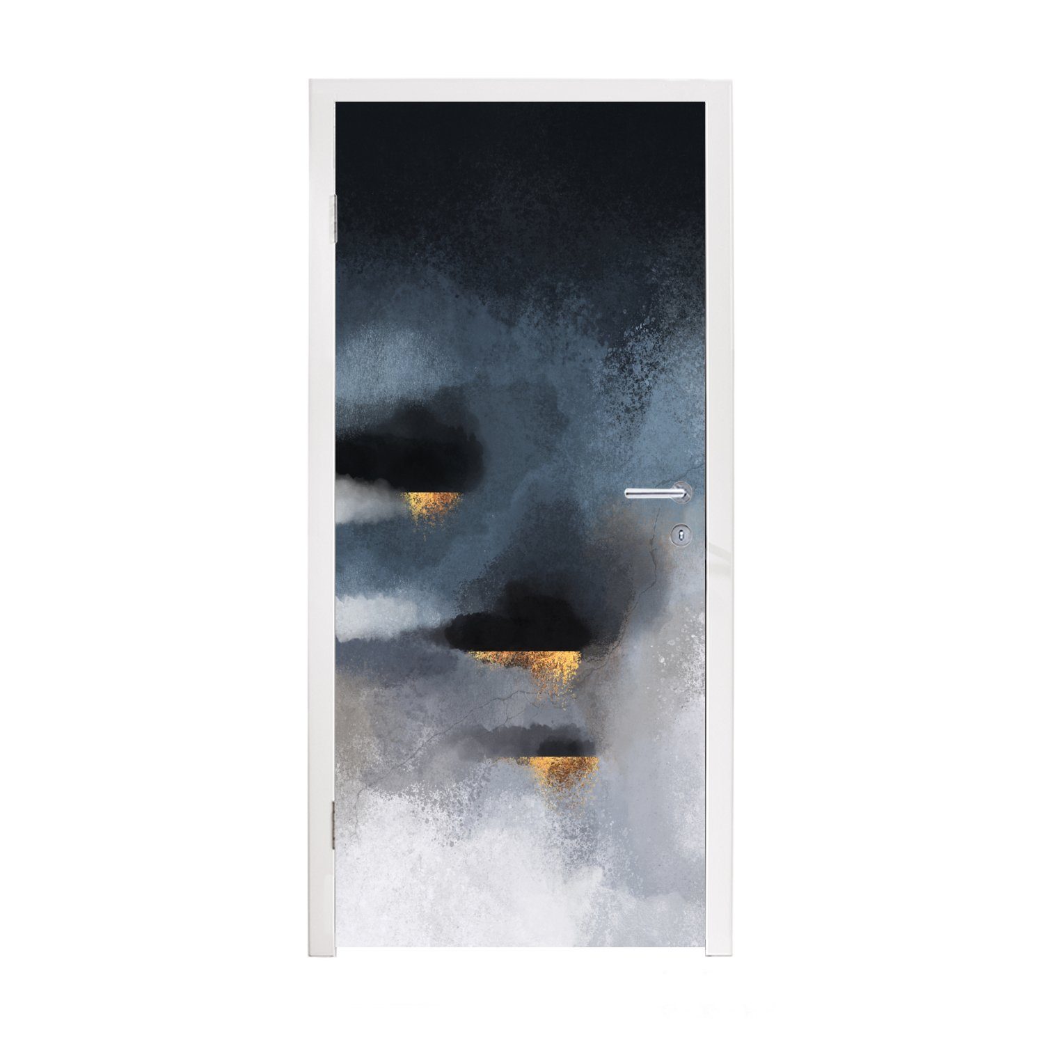MuchoWow Türtapete Wolken - Gold - Abstrakt, Matt, bedruckt, (1 St), Fototapete für Tür, Türaufkleber, 75x205 cm