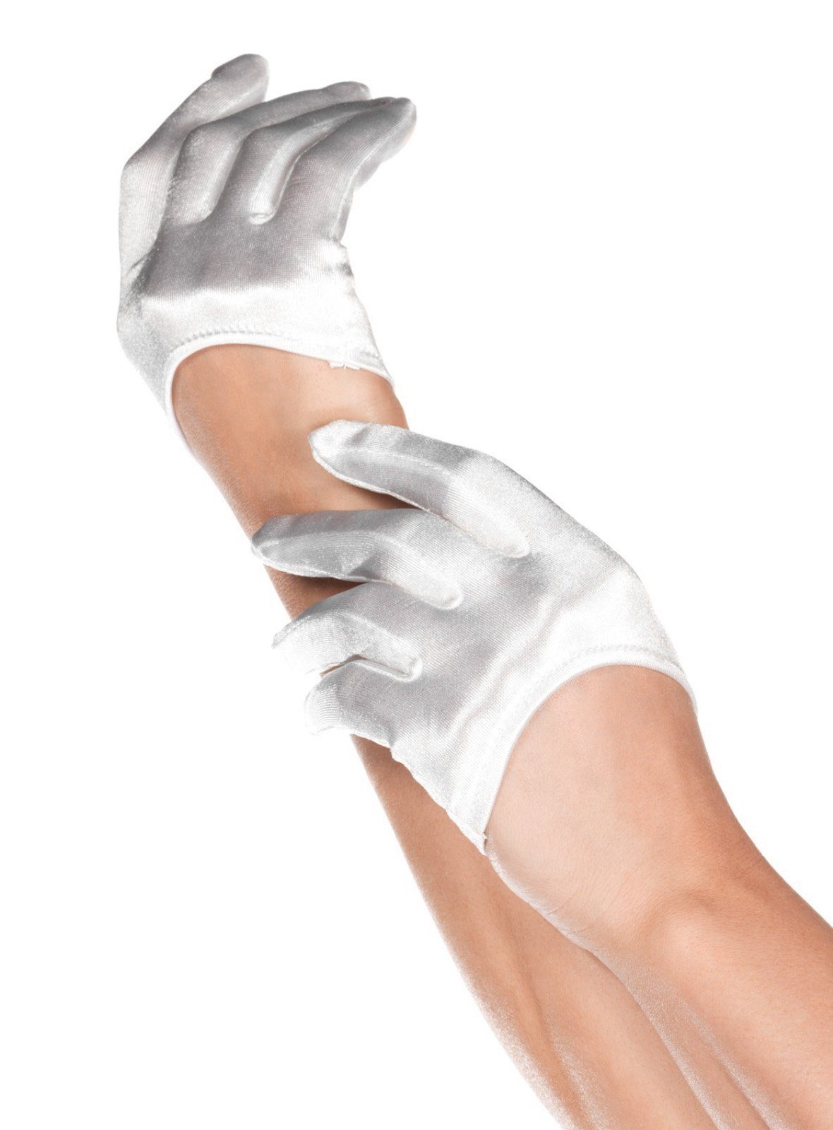 Leg Avenue Kostüm Kurze Satinhandschuhe in weiß, schwarz, rot, Attraktive Kostümergänzung, erhältlich in drei Farben