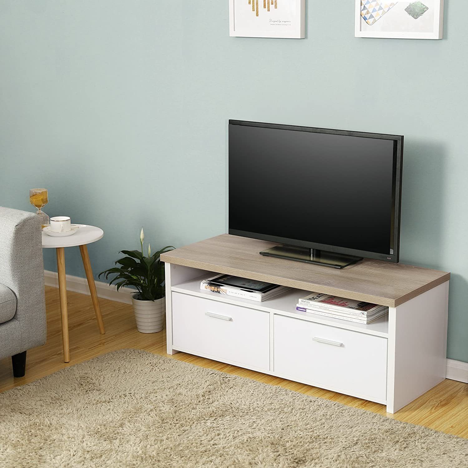 VASAGLE Lowboard »LTC01WN«, Fernsehtisch, TV-Lowboards, weiß + holzfarben  online kaufen | OTTO