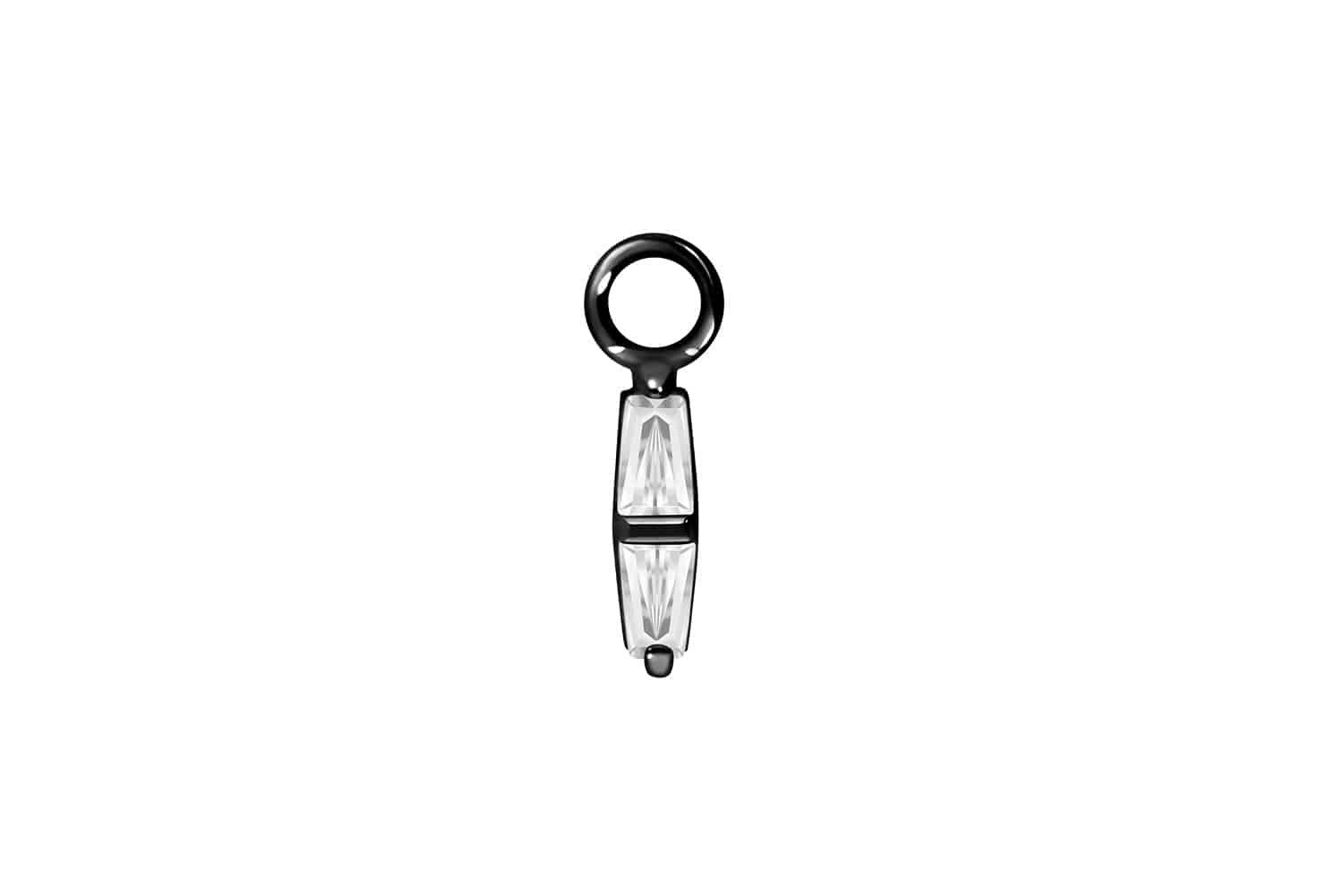 Piercing-Set Chirurgenstahl Anhänger für Clicker 2 EINGEFASSTE KRISTALLRECHTECKE