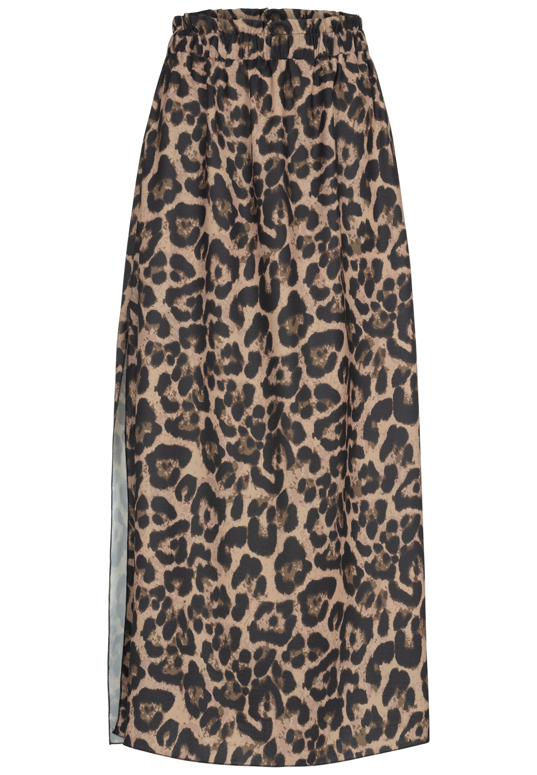 CLOUD 5IVE Sommerrock CLOUD 5IVE Maxi Skirt with side slit and leo print (1-tlg)