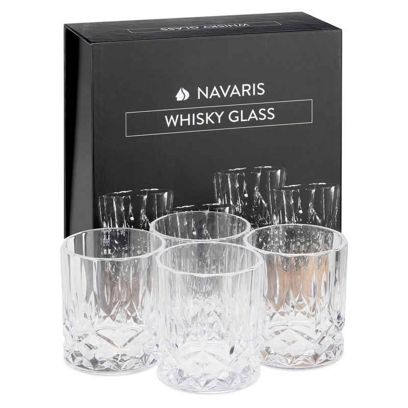Navaris Whiskyglas 4er Set Whiskey Gläser Rum Gläser Whiskygläser Whisky Gläser Tumbler, Glas