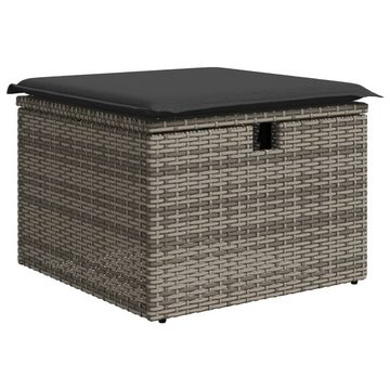 vidaXL Hocker Gartenhocker mit Kissen Grau 55x55x37 cm Poly Rattan