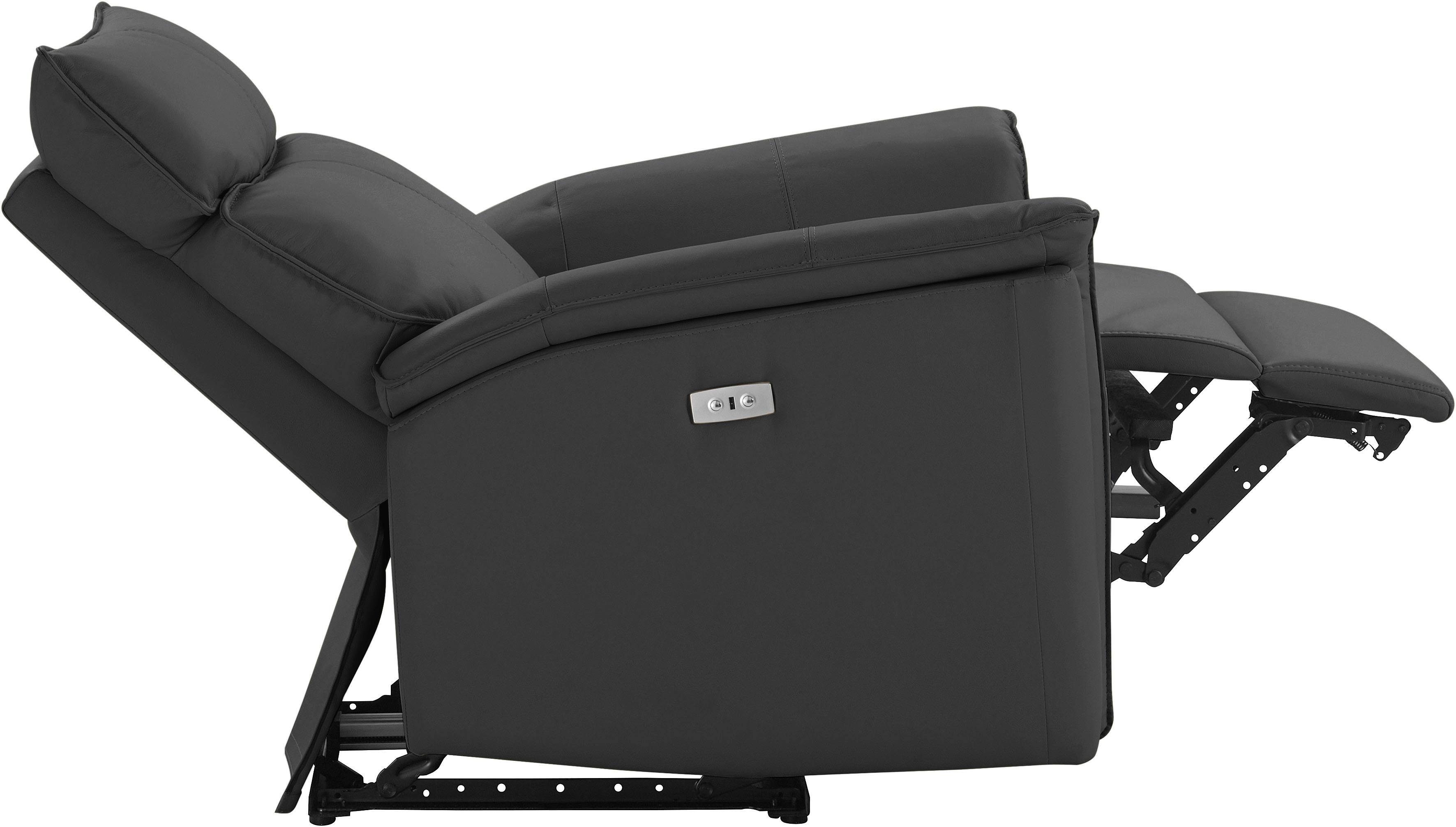 OTTO home Relaxsessel Zola, TV-Sessel mit Schlaffunktion, Sessel für Wohnzimmer mit, elektrischer Relaxfunktion und USB-Steckeranschluss, Breite 87 cm