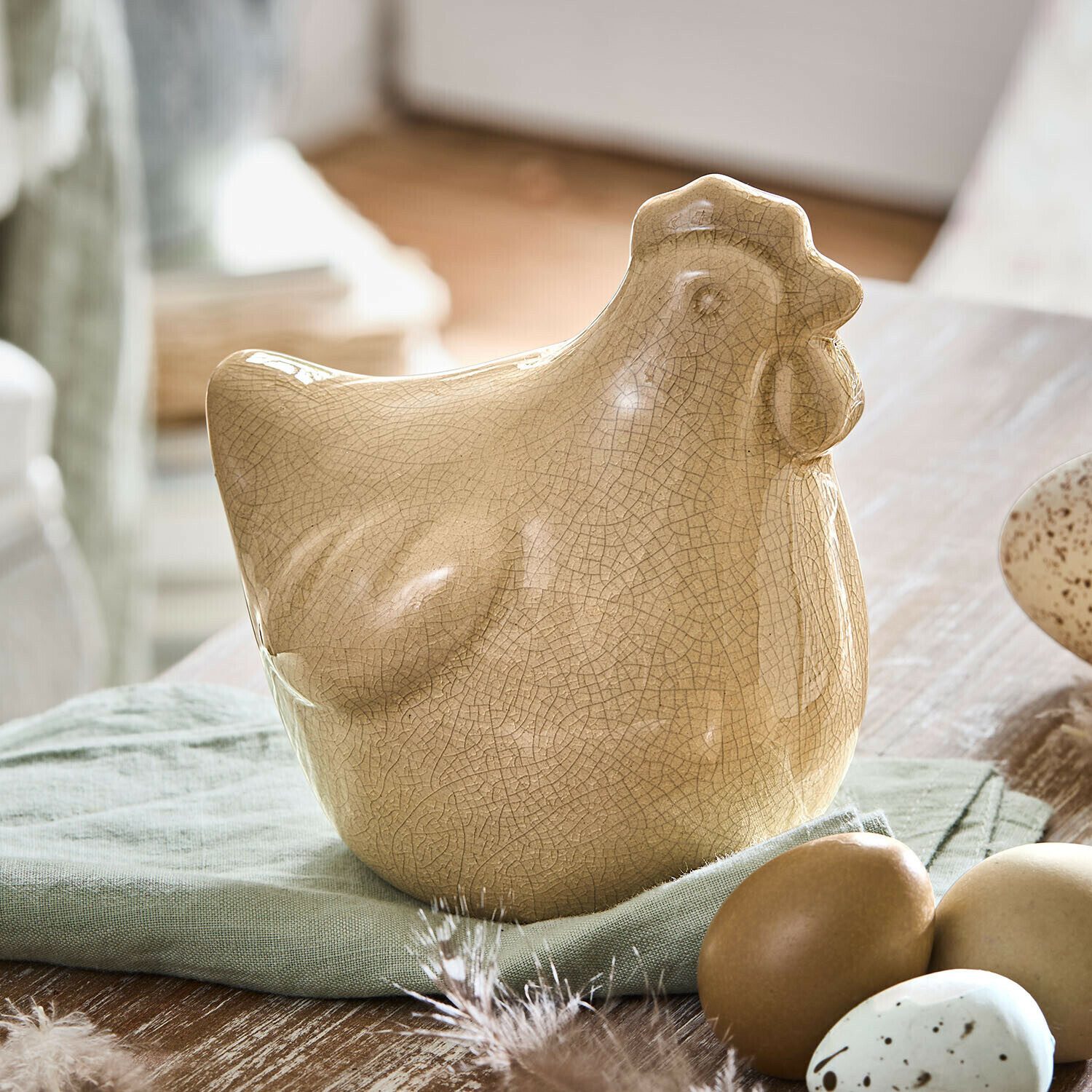 Mirabeau Osterfigur Deko-Huhn Roisenn beige