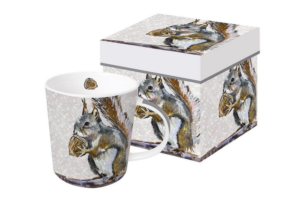 PPD Becher Eichhörnchen, Tasse, Portrait, Trendbecher - Mug Porzellan, Winter, Tiren, Wald, Motiv, Ideal als Geschenk