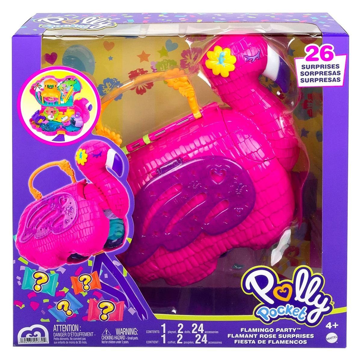Mattel® Anziehpuppe Mattel HGC41 - Polly Pocket - Flamingo-Party inkl. Figuren und Zubehör