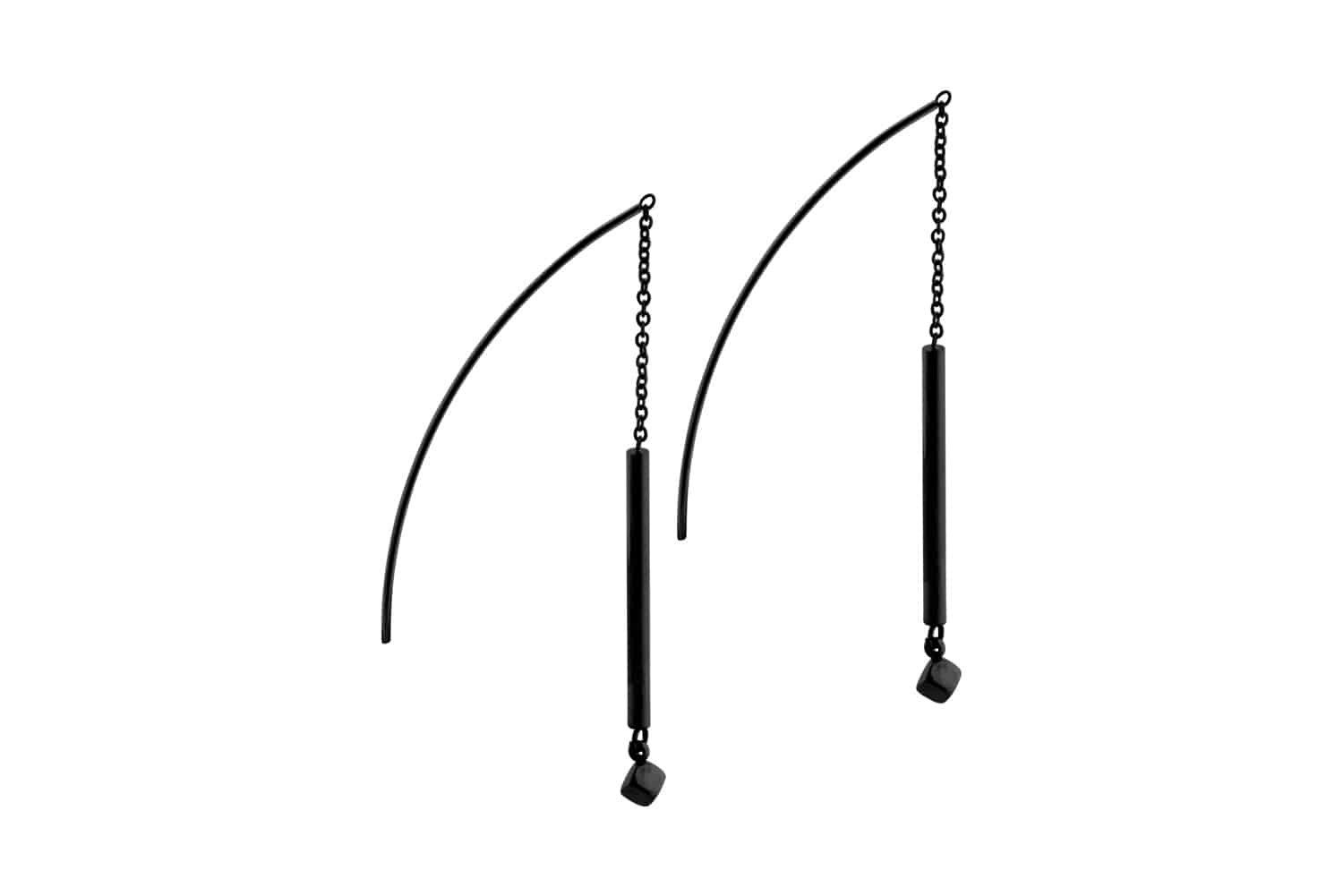 Paar Ohrstecker Chirurgenstahl Ohrring Kette STANGE + WÜRFEL