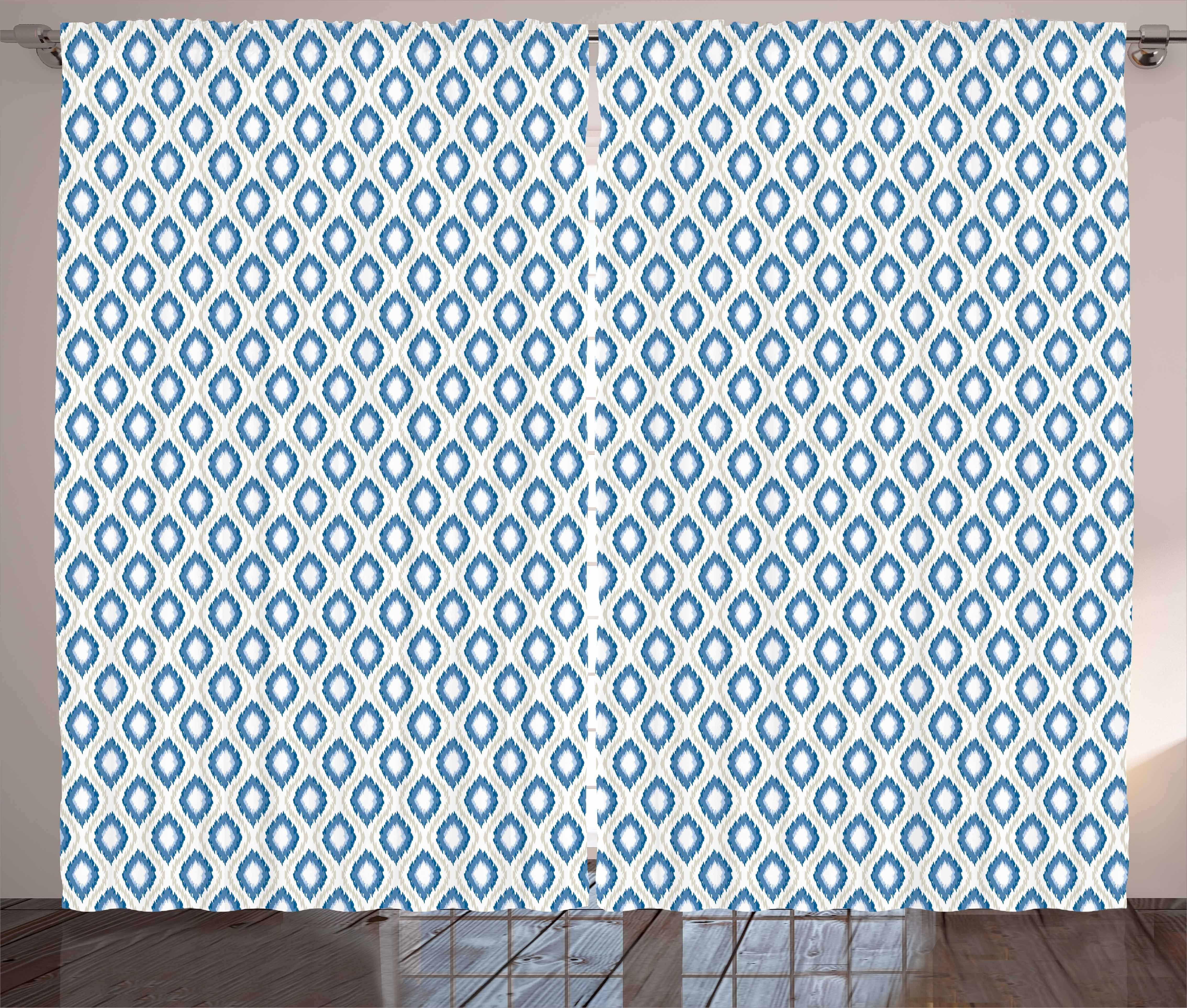 Gardine Schlafzimmer Ikat und Ovals Vorhang Schlaufen Aquatic Abakuhaus, mit Kräuselband Geometric Haken