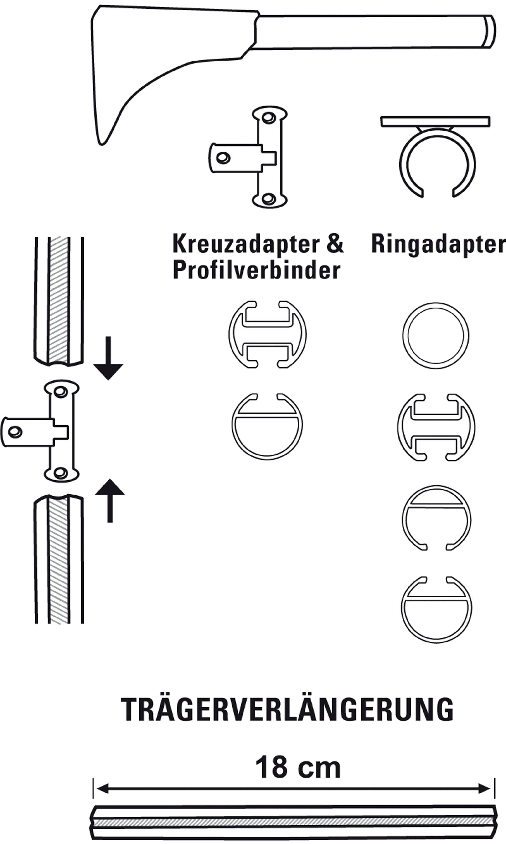 Träger Universal Wandträger 20 GARDINIA, Gardinenstangen, (1-St), Ø Einzelprogramm für Chicago Serie mm schwarz/matt