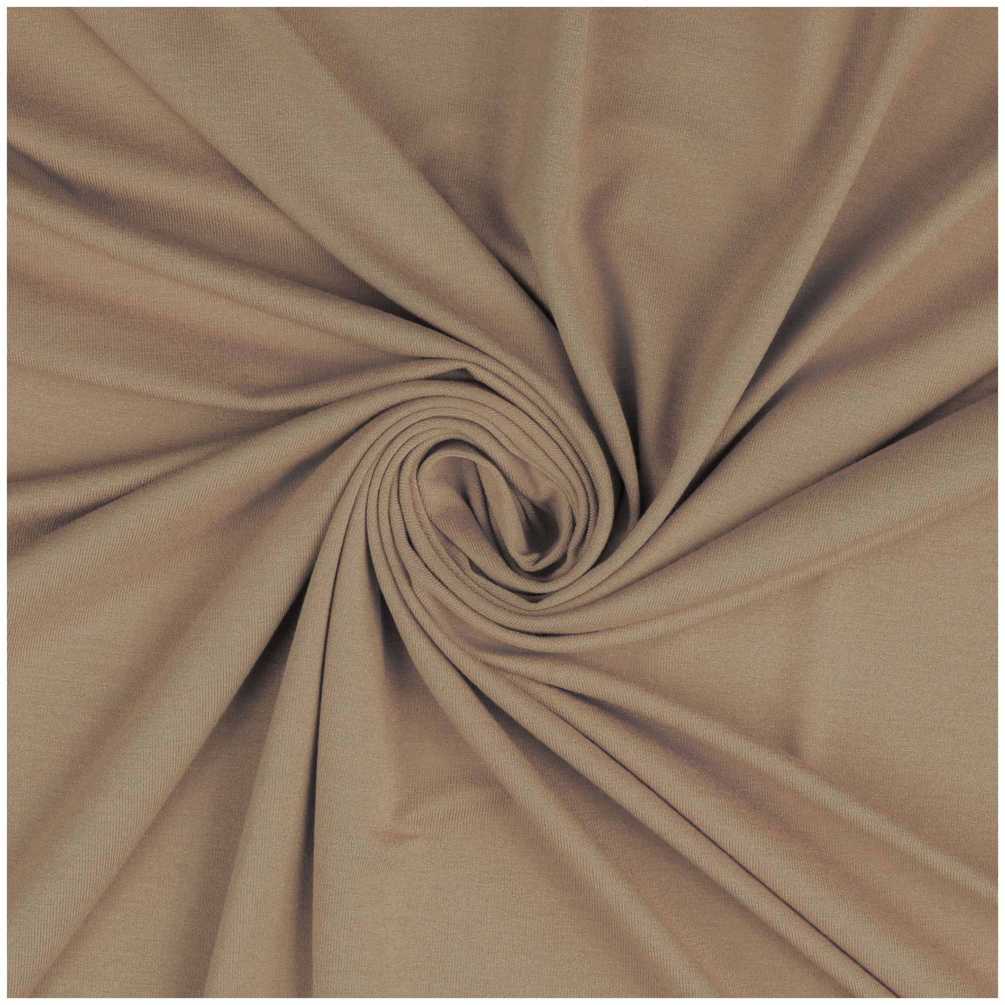 maDDma Stoff Jersey Stoff Bambus Viskose Meterware elastischer Stretch zum Nähen, taupe