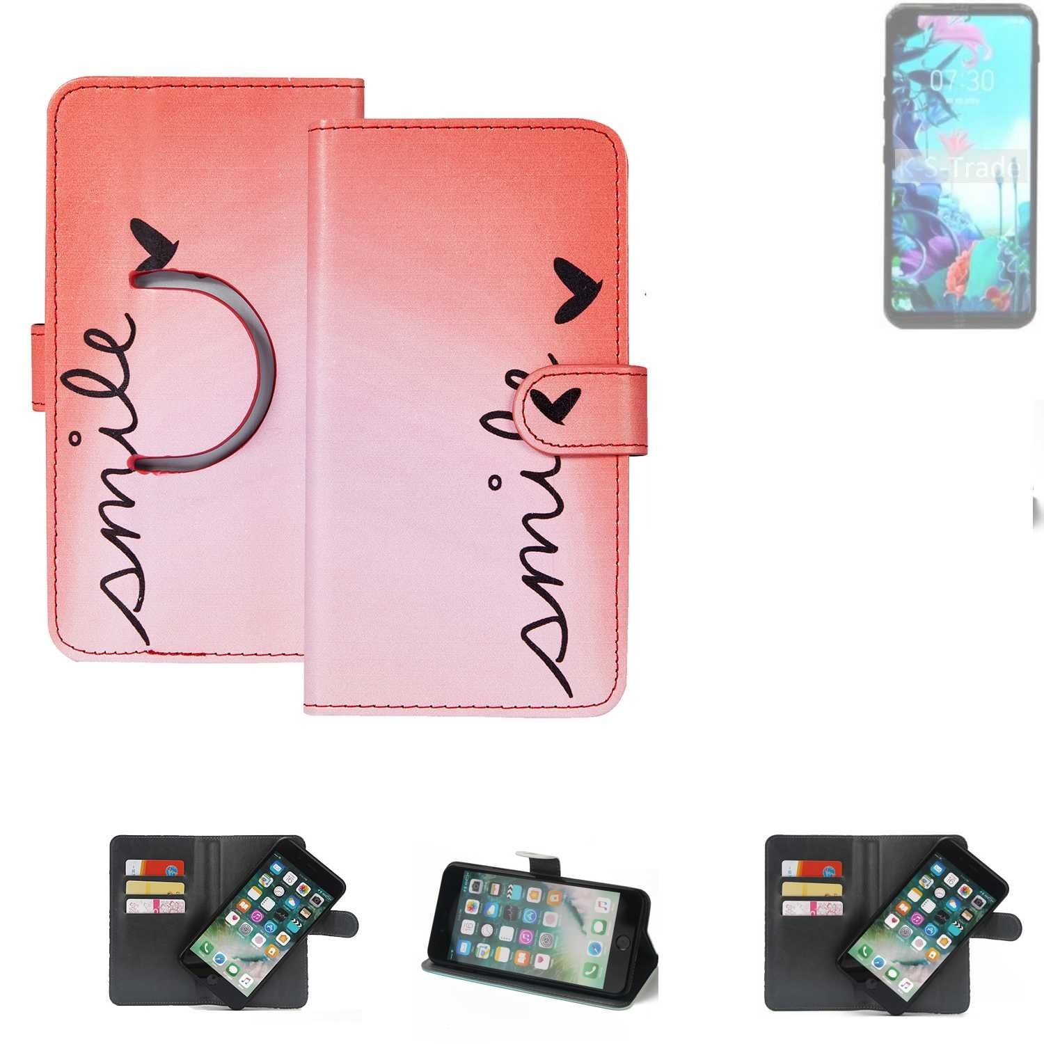 K-S-Trade Handyhülle für LG Electronics Q70, Schutzhülle Handyhülle Hülle cover bookstyle Etui ''smile'' rot