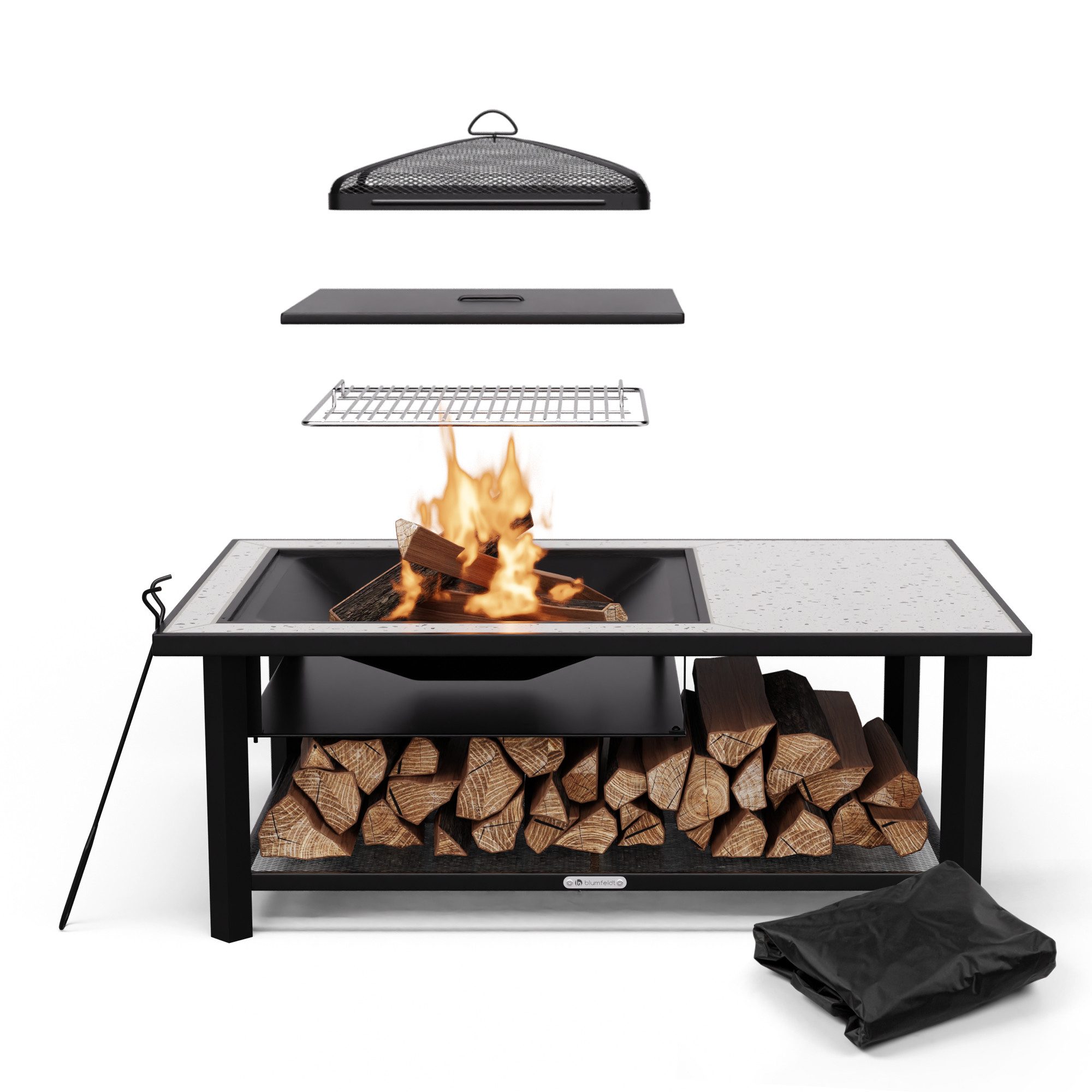 blumfeldt Feuerschale Merano Rectangular L, (Set, Set), Garten Grill Tisch günstig online kaufen