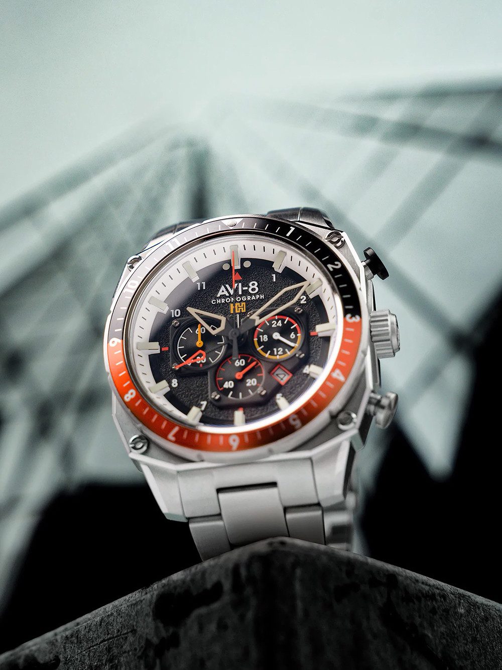 AVI-8 Quarzuhr AVI-8 AV-4100-11 Herrenuhr Hawker Hunter Dual Time Chronograph 43mm 5A AVI-8 AV-4100-11 Herrenuhr Hawker Hunter Dual Time Chronograph 43mm 5ATM