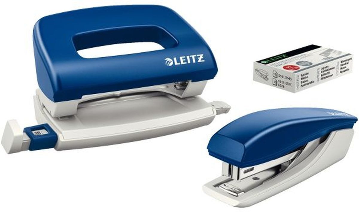 LEITZ Tischaufsatz Schreibtisch-Set Heftgerät+Locher blau günstig online kaufen