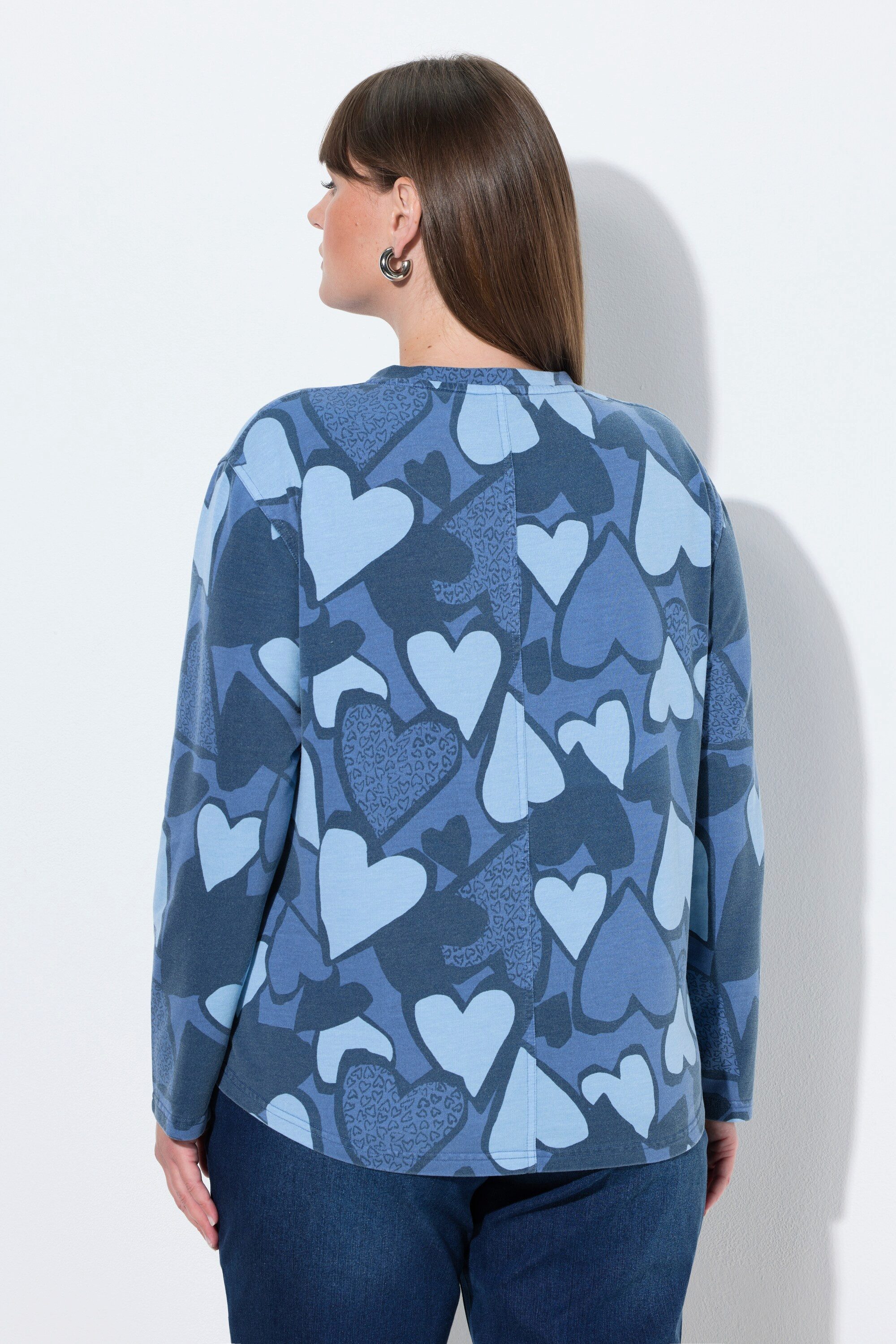 Ulla Popken Sweatshirt Sweatshirt Herzen A-Linie V-Ausschnitt Langarm – Bild 3 von 4