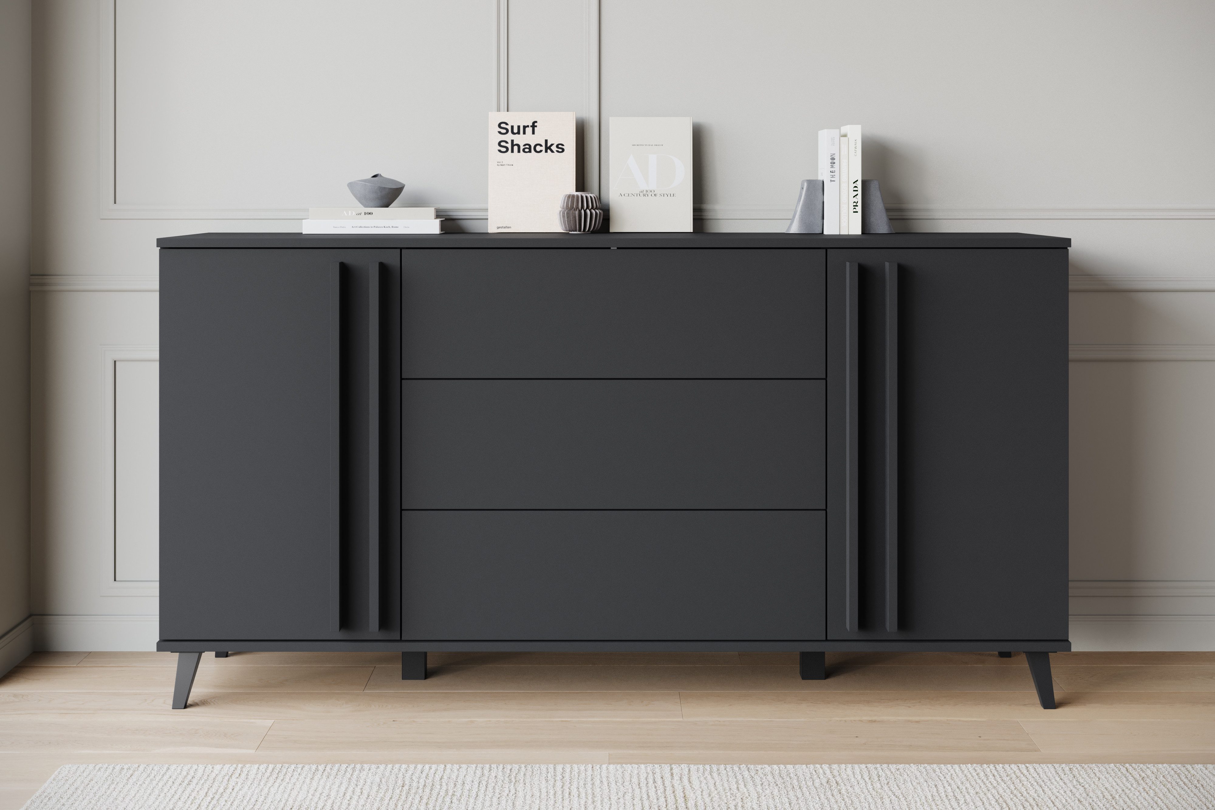Home affaire Sideboard Helsinki, Kommode mit 2 Türen und 3 Schubladen, Brei günstig online kaufen