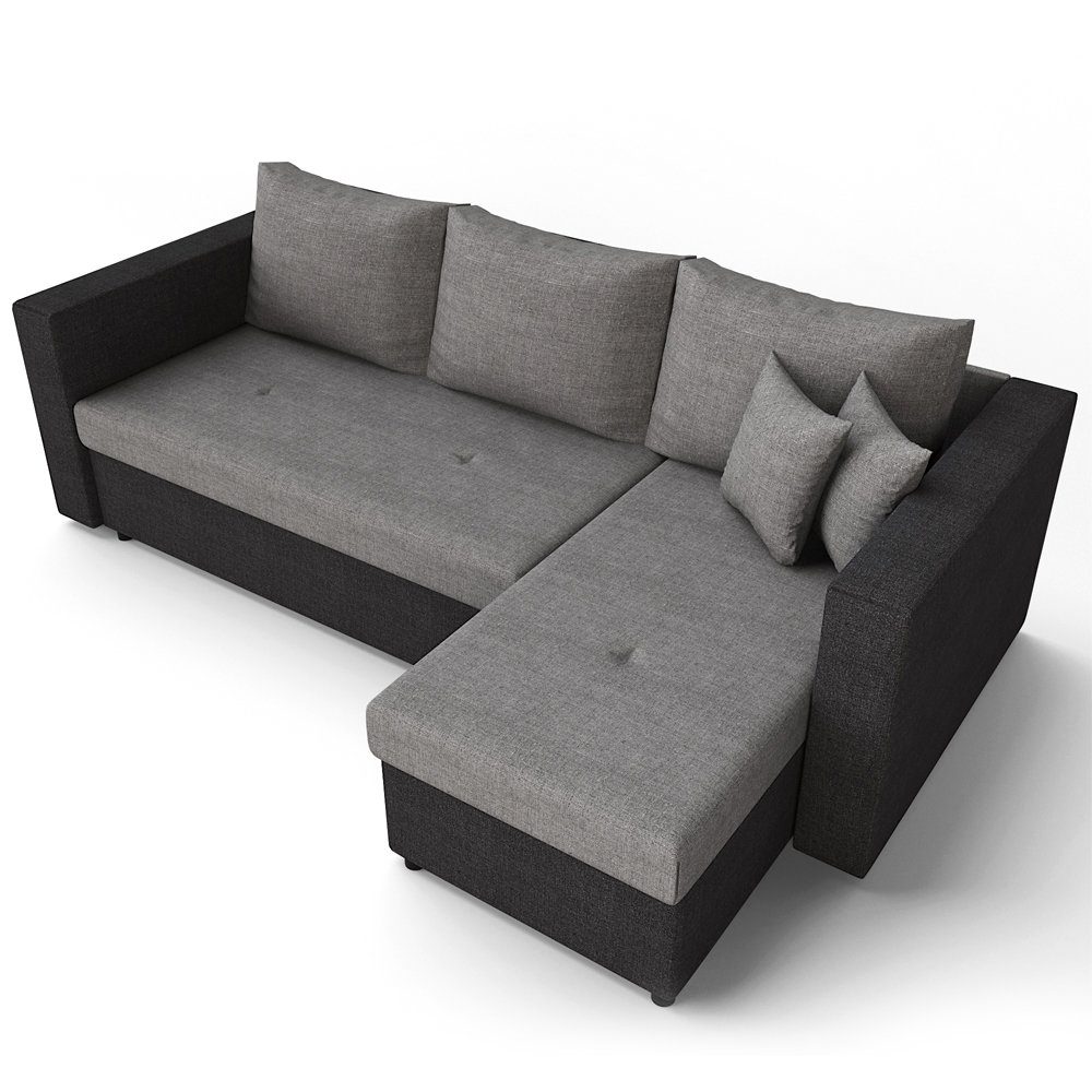 VitaliSpa® Ecksofa, Schwarz/Grau, 224 x 144 günstig online kaufen