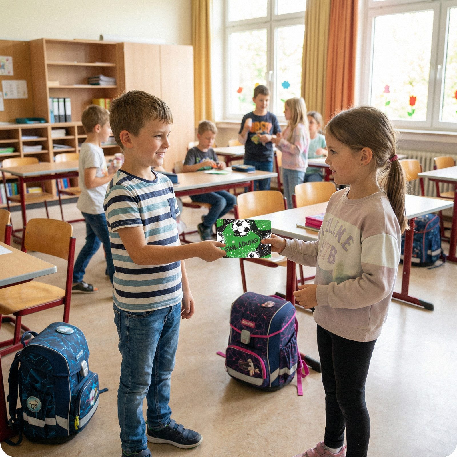 nikima Einladungskarten 10 Einladungskarten mit Mattfolie Fußball für Kindergeburtstag – Bild 4 von 5