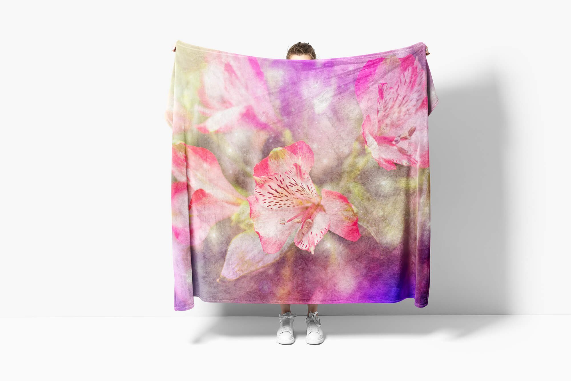 Blumen mit Strandhandtuch Art Blüten Fotomotiv Baumwolle-Polyester-Mix Handtücher Kuns, Sinus Handtuch Saunatuch Kuscheldecke Handtuch (1-St),