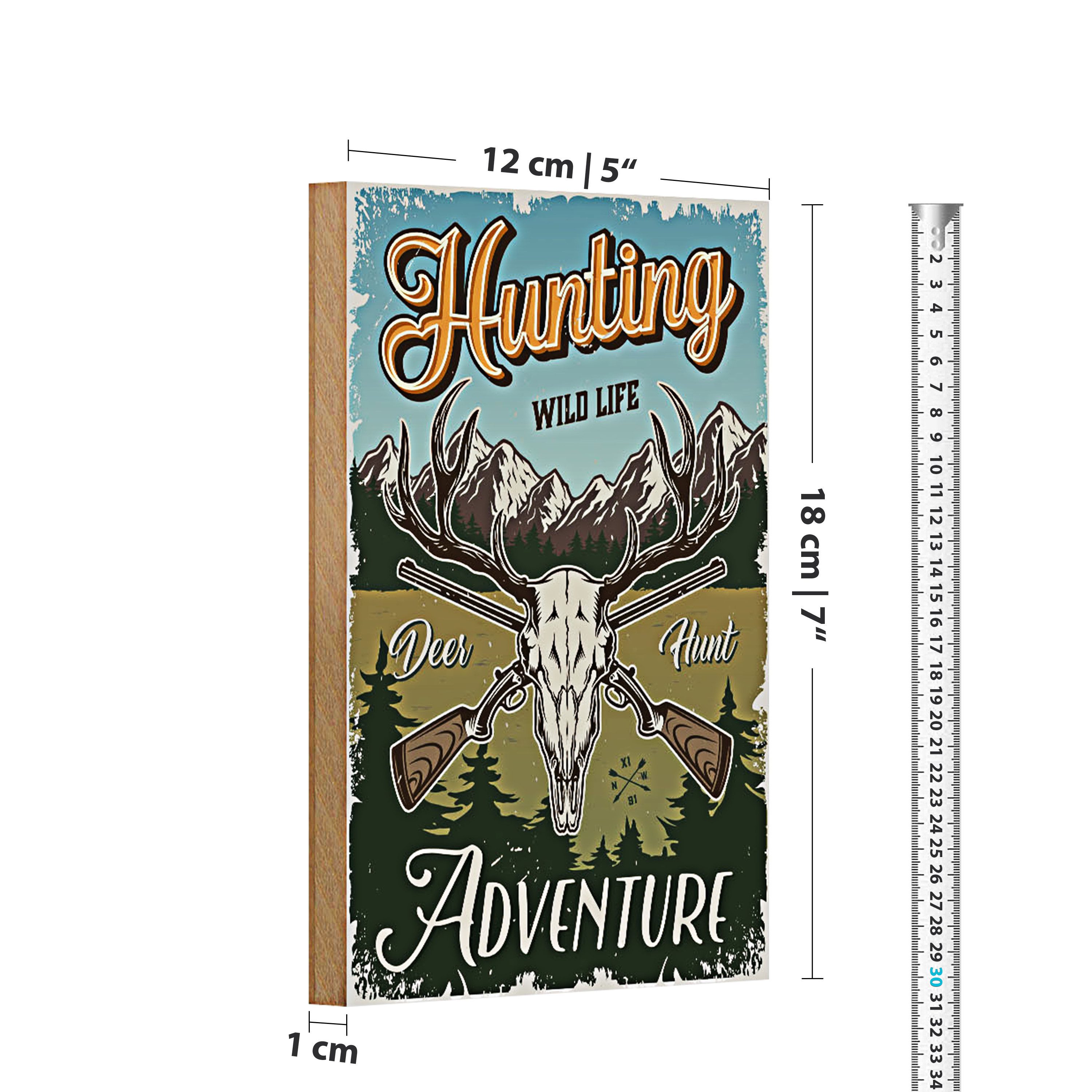 Roomando Holzbild Jagd 12x18cm Hunting wild life adventure