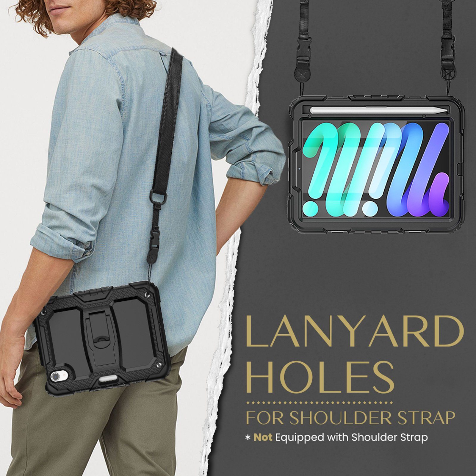 Lobwerk Tablet-Hülle Schutzhülle für Apple iPad Mini 6 2021 6. Generation 8.3 Zoll, Sturzdämpfung, Aufstellfunktion, Outdoor