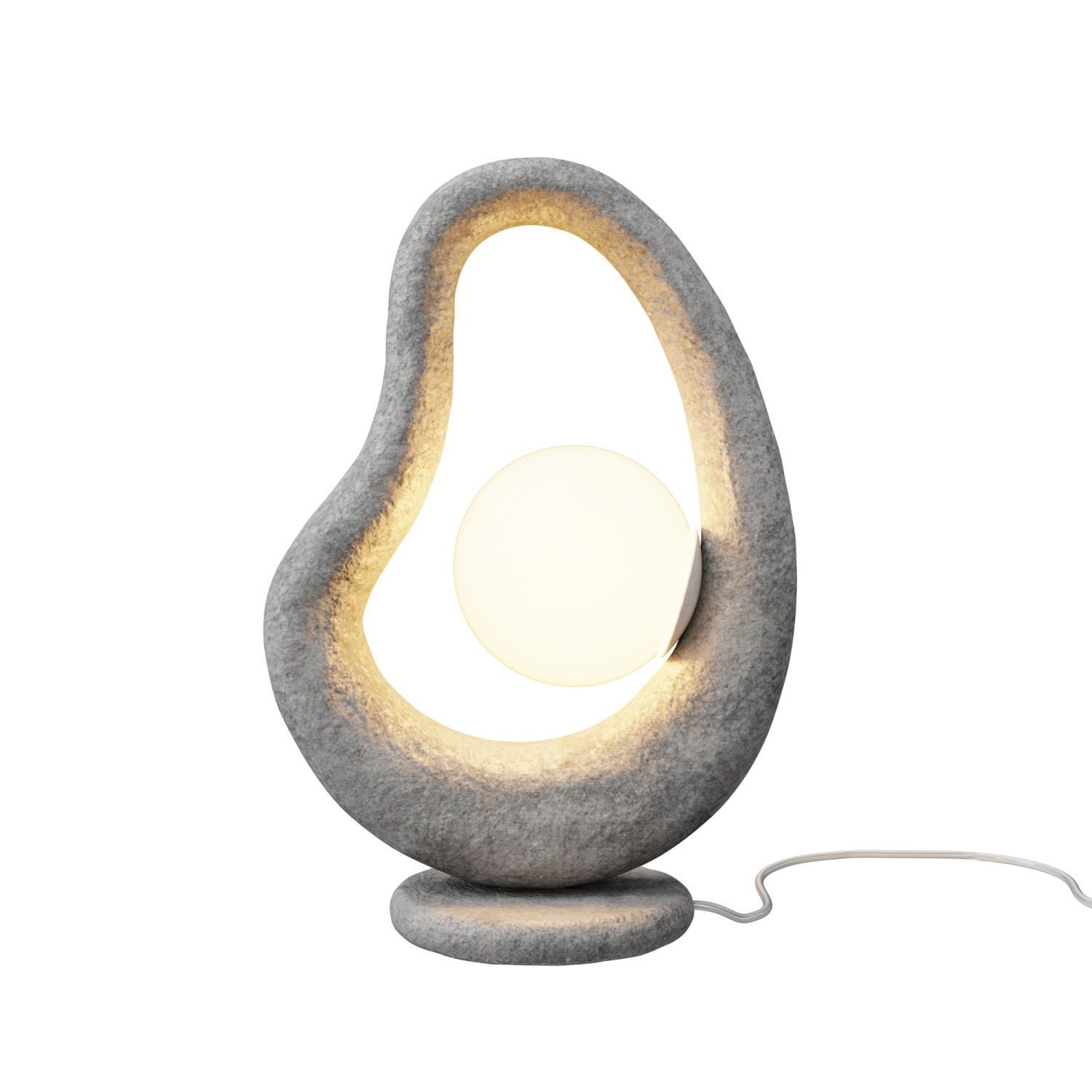 Licht-Erlebnisse Nachttischlampe YORIN, ohne Leuchtmittel, Glas Beton G9 38 cm Grau Weiß Kugel Schirm Modern Tischlampe