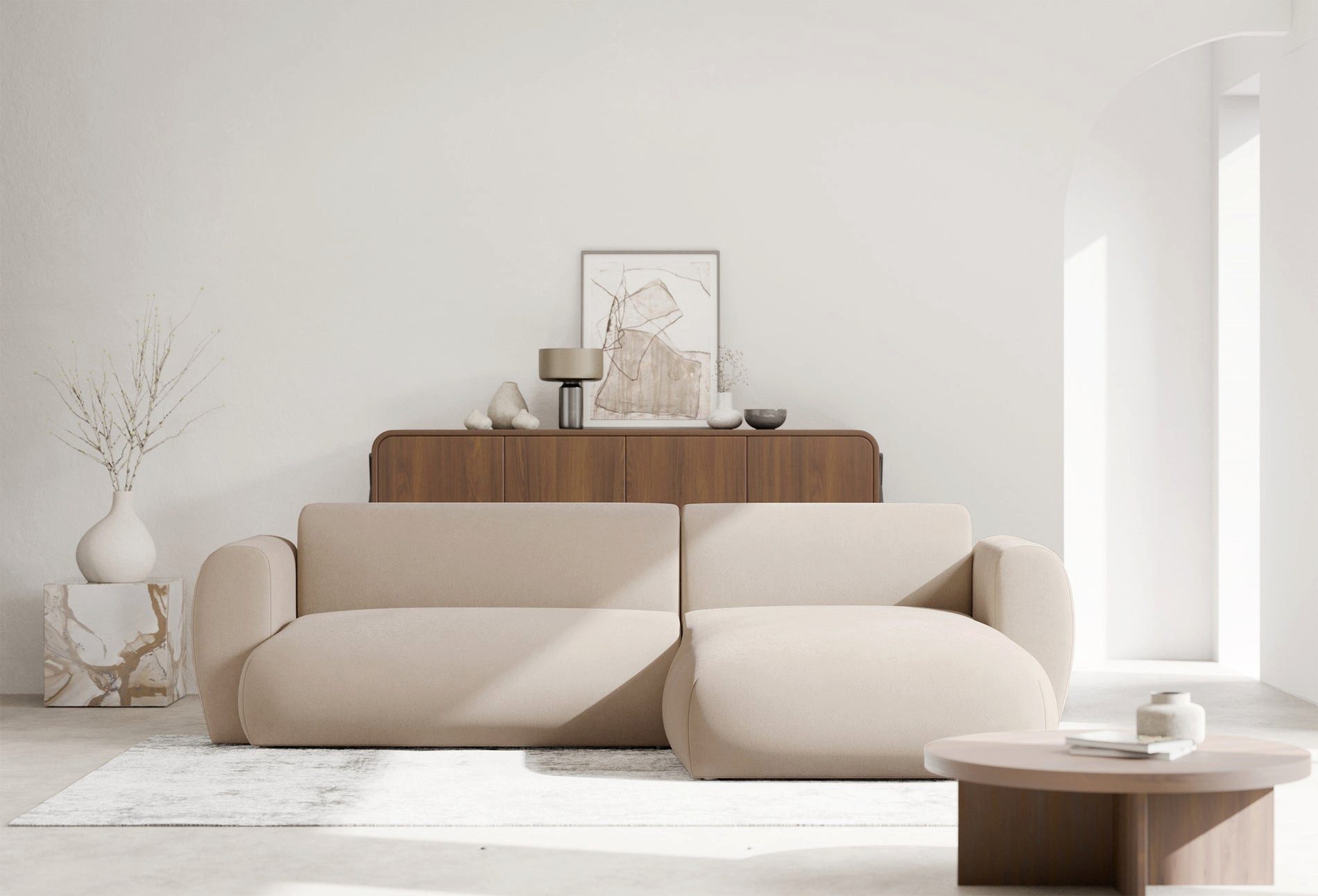 Selsey Ecksofa EMIA, Eckcouch mit Ottomane, Schlaffunktion und Easy Clean Chenille-Bezug