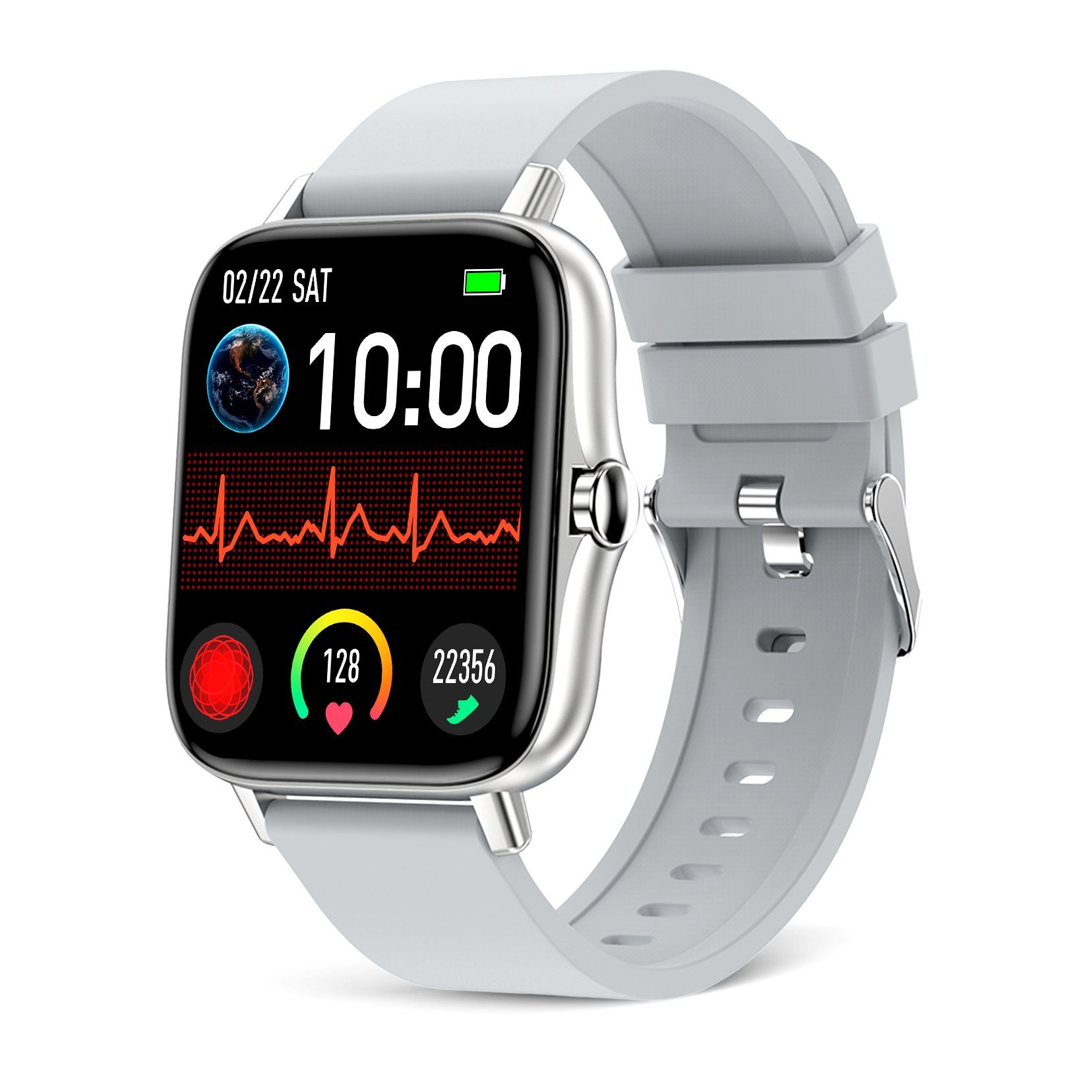 ombar Smartwatch für Damen Herren, 1,7 Zoll Touchscreen mit Bluetooth Anrufe Smartwatch (mit Herzfrequenzmonitor Schlafmonitor Schrittzähler, Sportuhr für iOS Android cm/1,7 Zoll), IP67 Wasserdicht Fitnessuhr