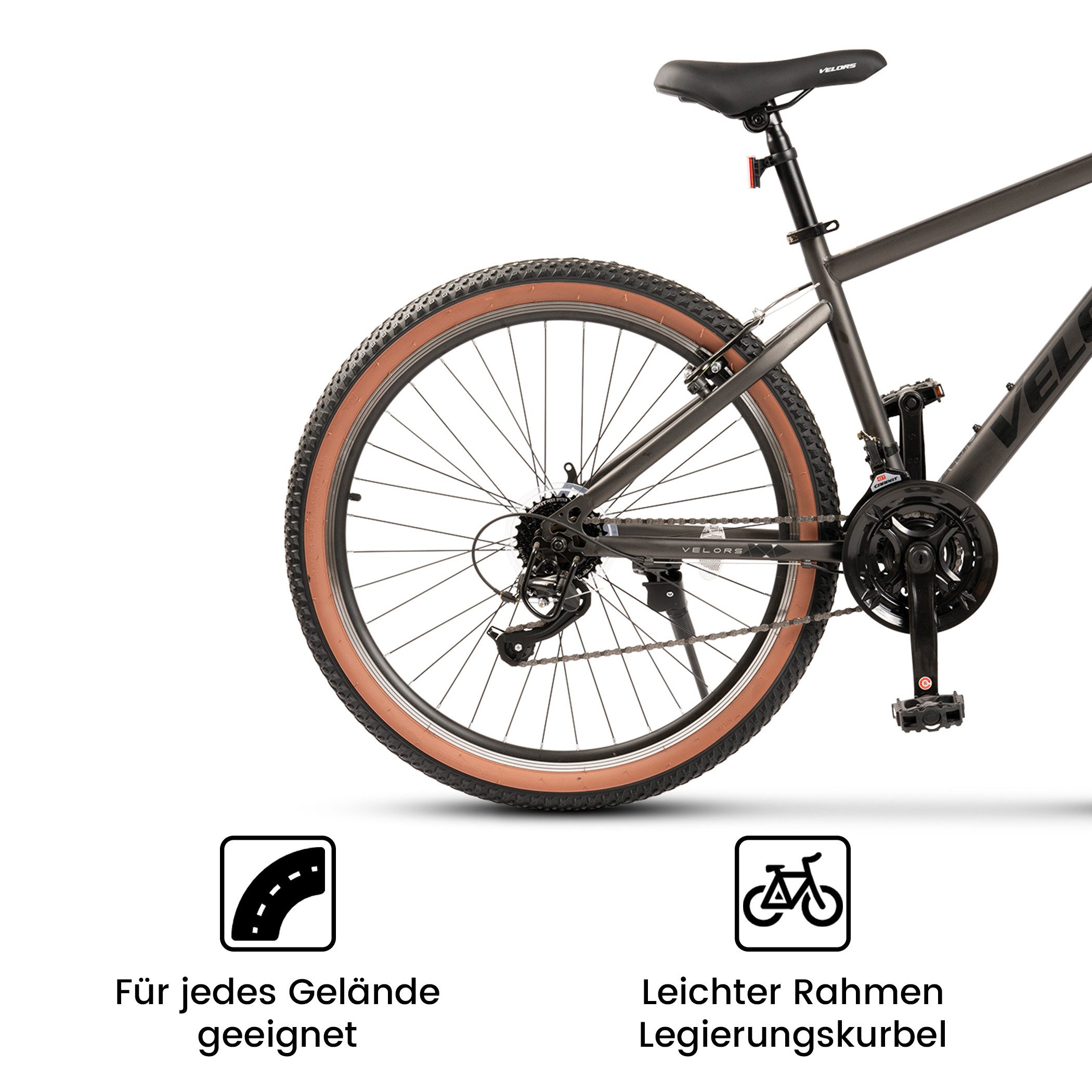 Velors Mountainbike 26 27.5 29 Zoll Fahrrad für Herren Damen, Mädchen und Jungen, 21 Gang, Kettenschaltung, (V-Bremse, Federgabel), Hochwertiger Rahmen, MTB Hardtail Fahrrad Bike, Jugendfahrrad