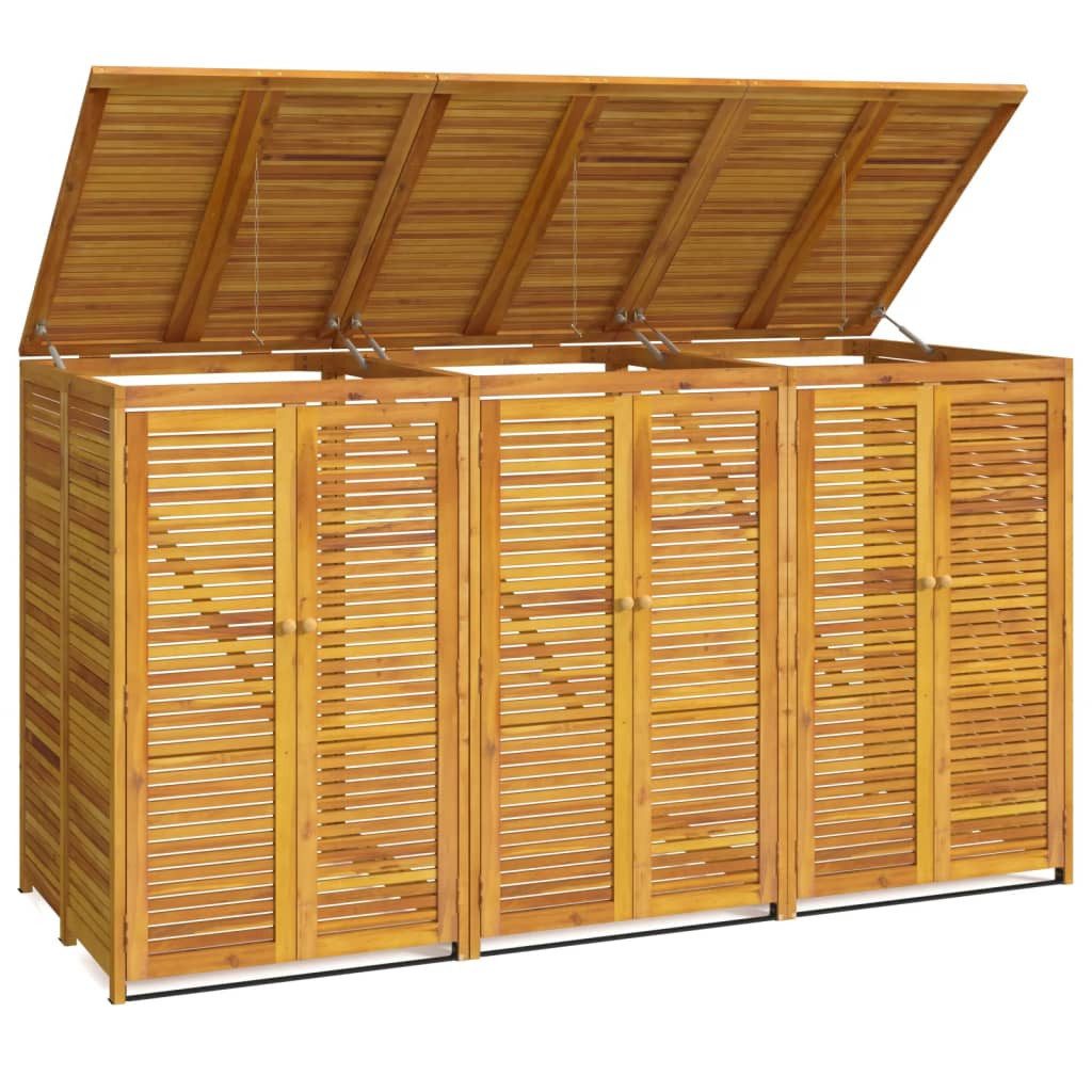 vidaXL Mülltonnenbox, Mülltonnenverkleidung für 3 Tonnen 210x89x117 cm Massivholz Akazie
