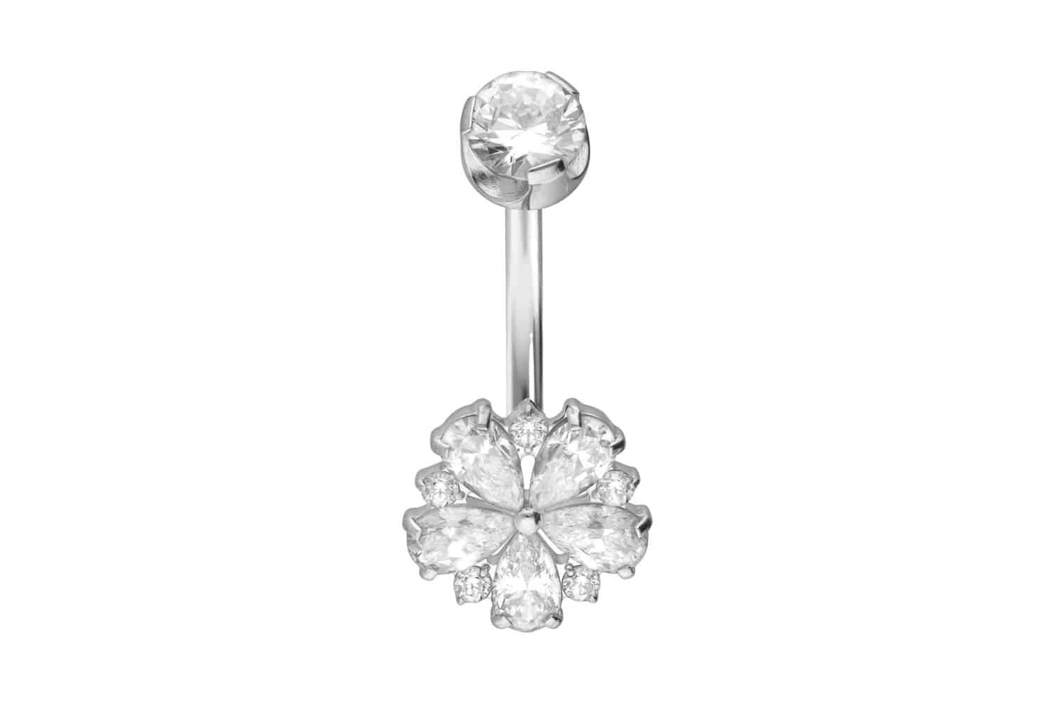 PIERCINGLINE Bauchnabelpiercing Titan Bananabell mit Innengewinde KRISTALLB günstig online kaufen