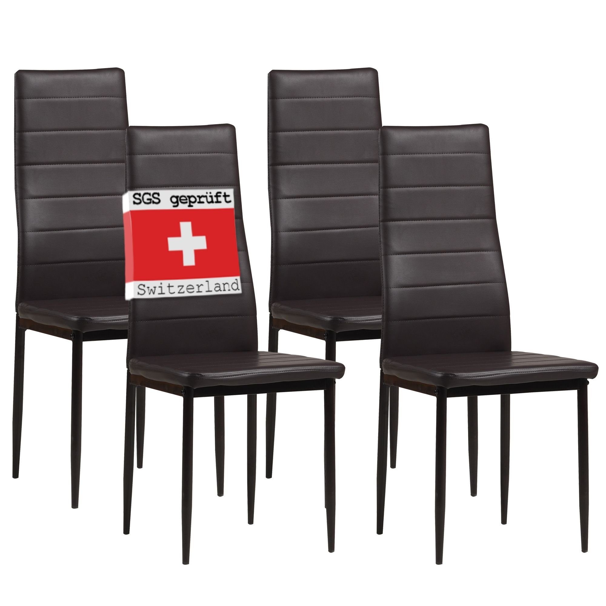 Albatros International Esszimmerstuhl Albatros Esszimmerestuhl Küchenstuhl MILANO, Kunstleder Bezug (4er Set, Braun), edles Italienisches Design, Polsterstuhl, hohe Belastbarkeit, Modern Braun | Schwarz | Stühle