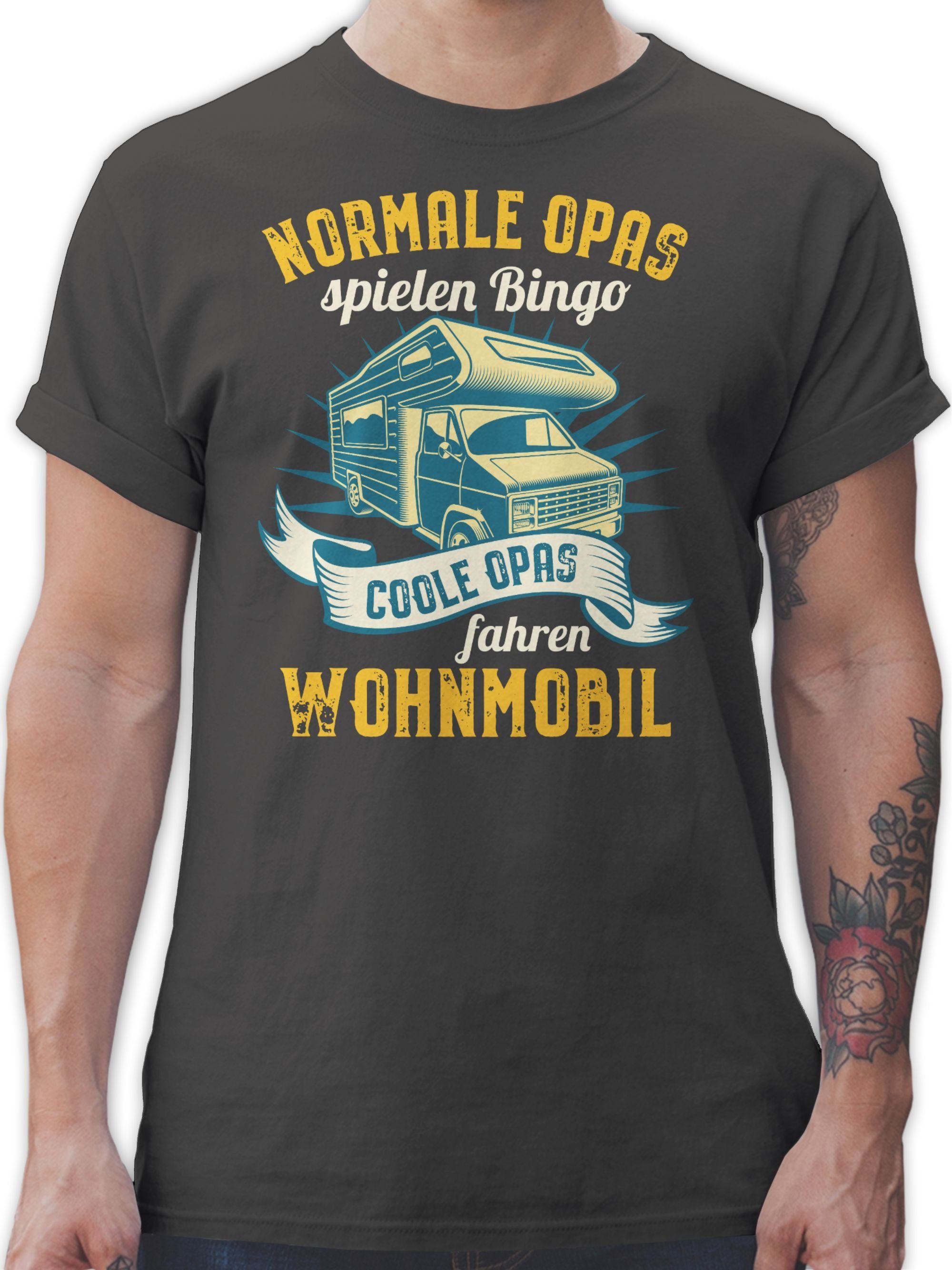 Shirtracer T-Shirt Normale Opas spielen - Geschenke Opas Opa Coole Wohnmobil Dunkelgrau fahren 03 Bingo