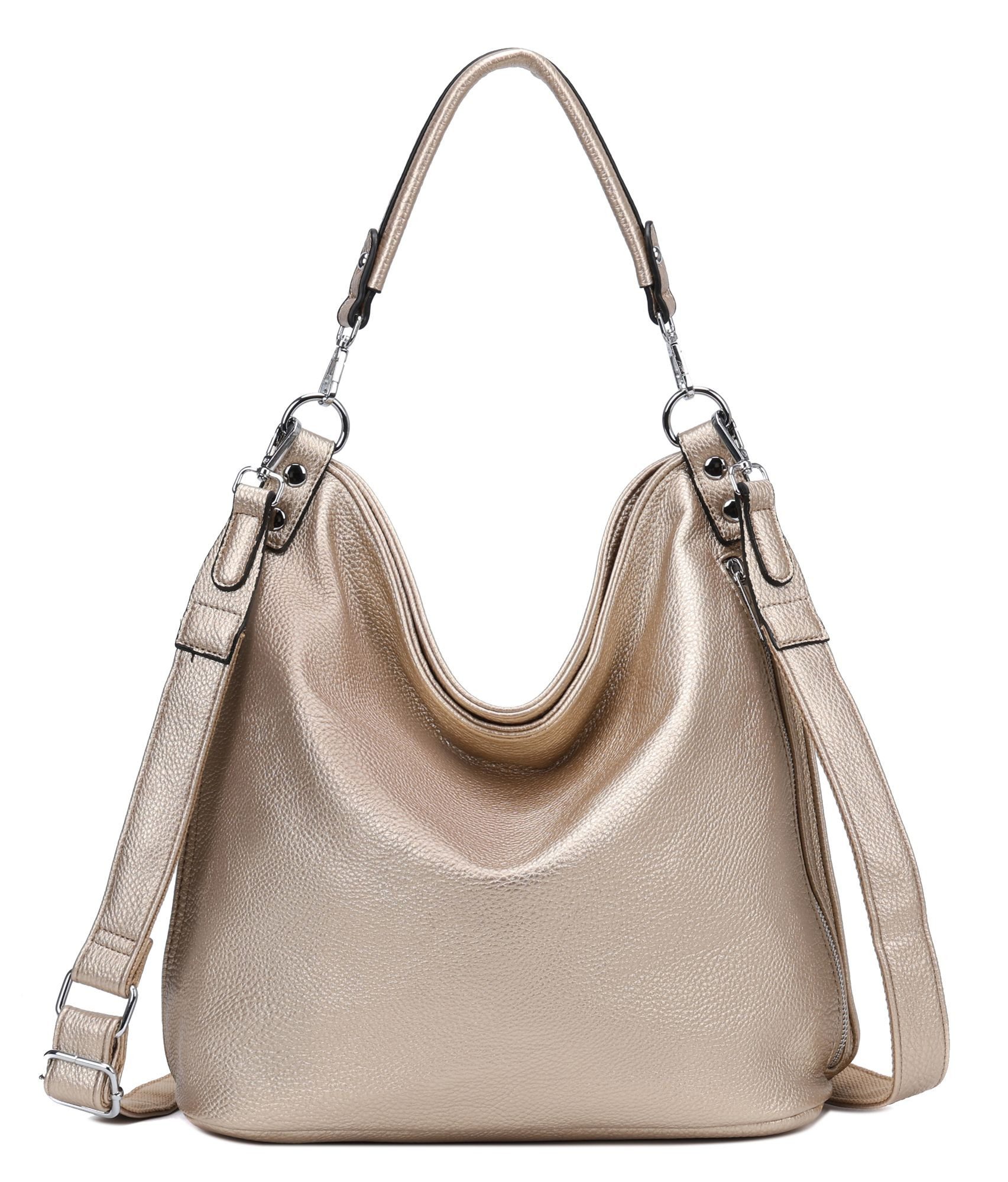 ITALYSHOP24 Schultertasche DAMEN XXL SHOPPER HOBO Cross Over Body Bag Umhängetasche Weekender (Spar-Set: Henkel Tasche mit Muster Schultergurt, Workbag Leder Optik, 2-tlg., mit Henkel und Muster Schultergurt), große 3xFach geteiltes Hauptfach, Freizeit Abend Urlaub, Leder Optik