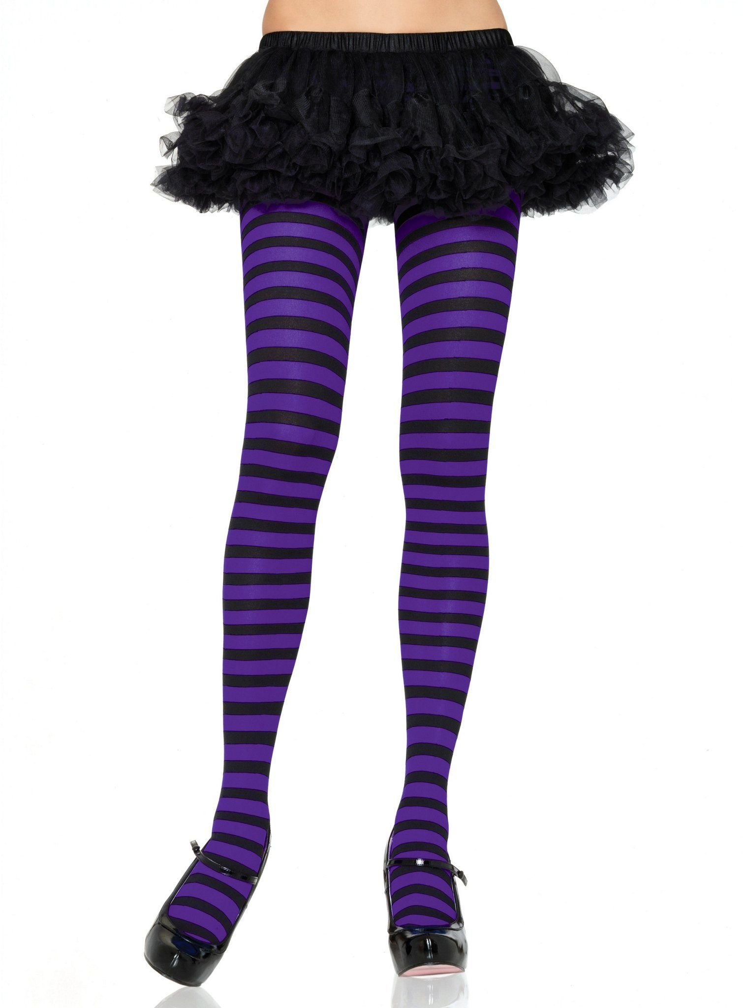 Leg Avenue Feinstrumpfhose Ringelstrumpfhose schwarz-violett Sinnlich verführerisches Accessoire, das Stil und Trend vereint