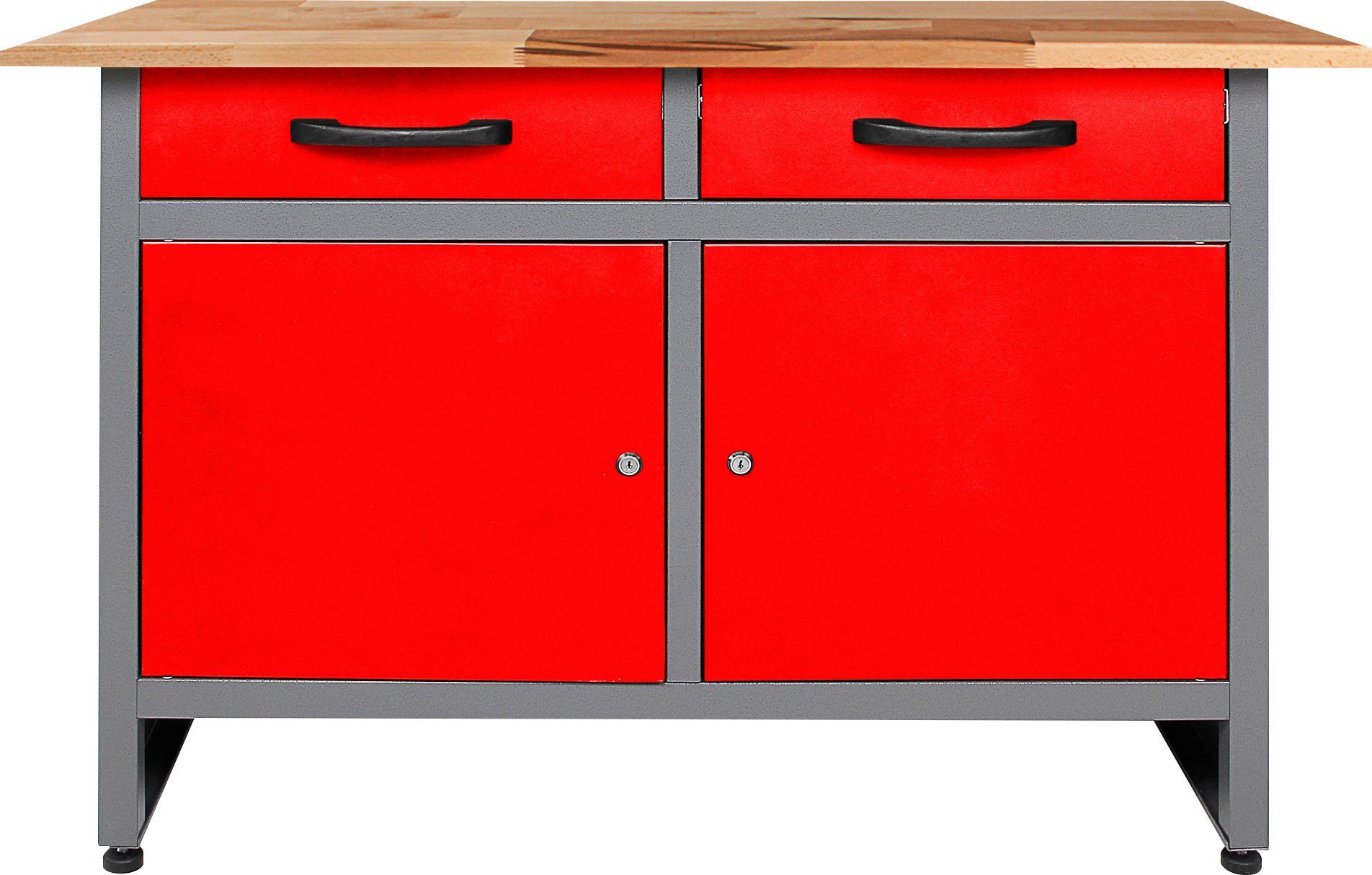 ONDIS24 Werkbank Werner, (Set), ca. 120x60x85 höhenverstellbar, cm rot/anthrazit