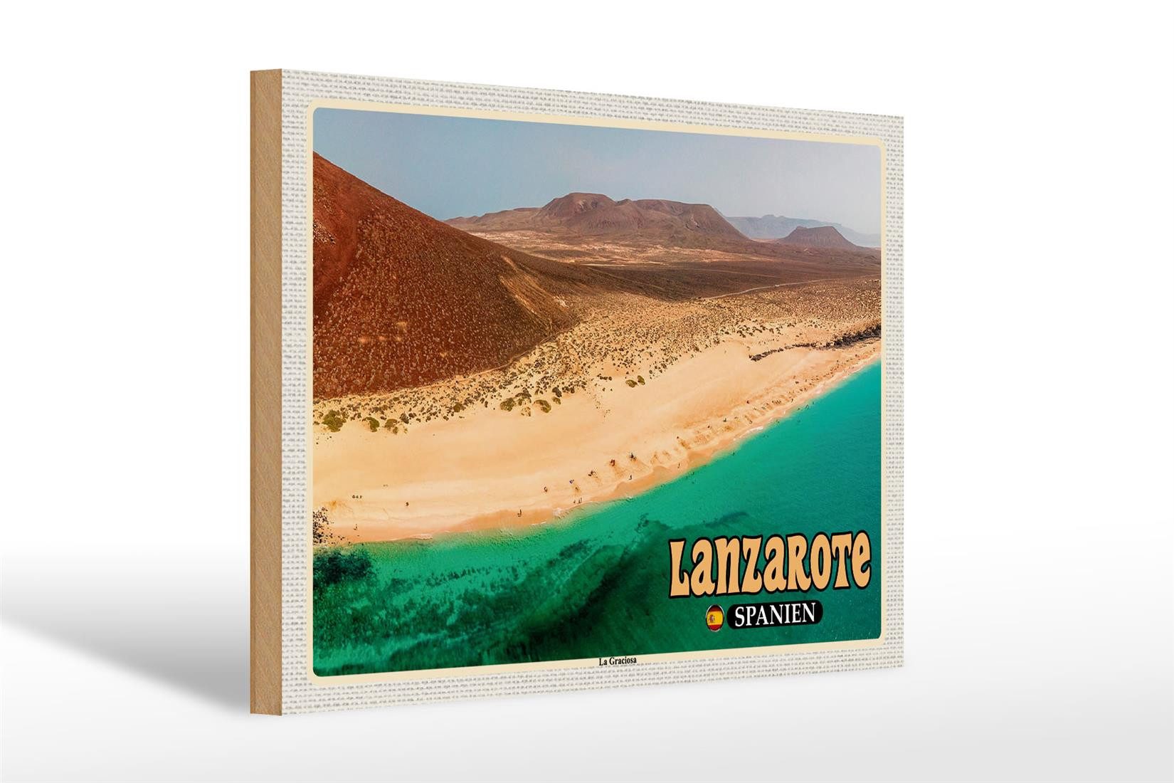 Femer GmbH Holzbild Reise 30x20cm Lanzarote Spanien La Graciosa Insel Deko, (1 St), Glatte Holzfaserplatte (MDF), vorn beschichtet